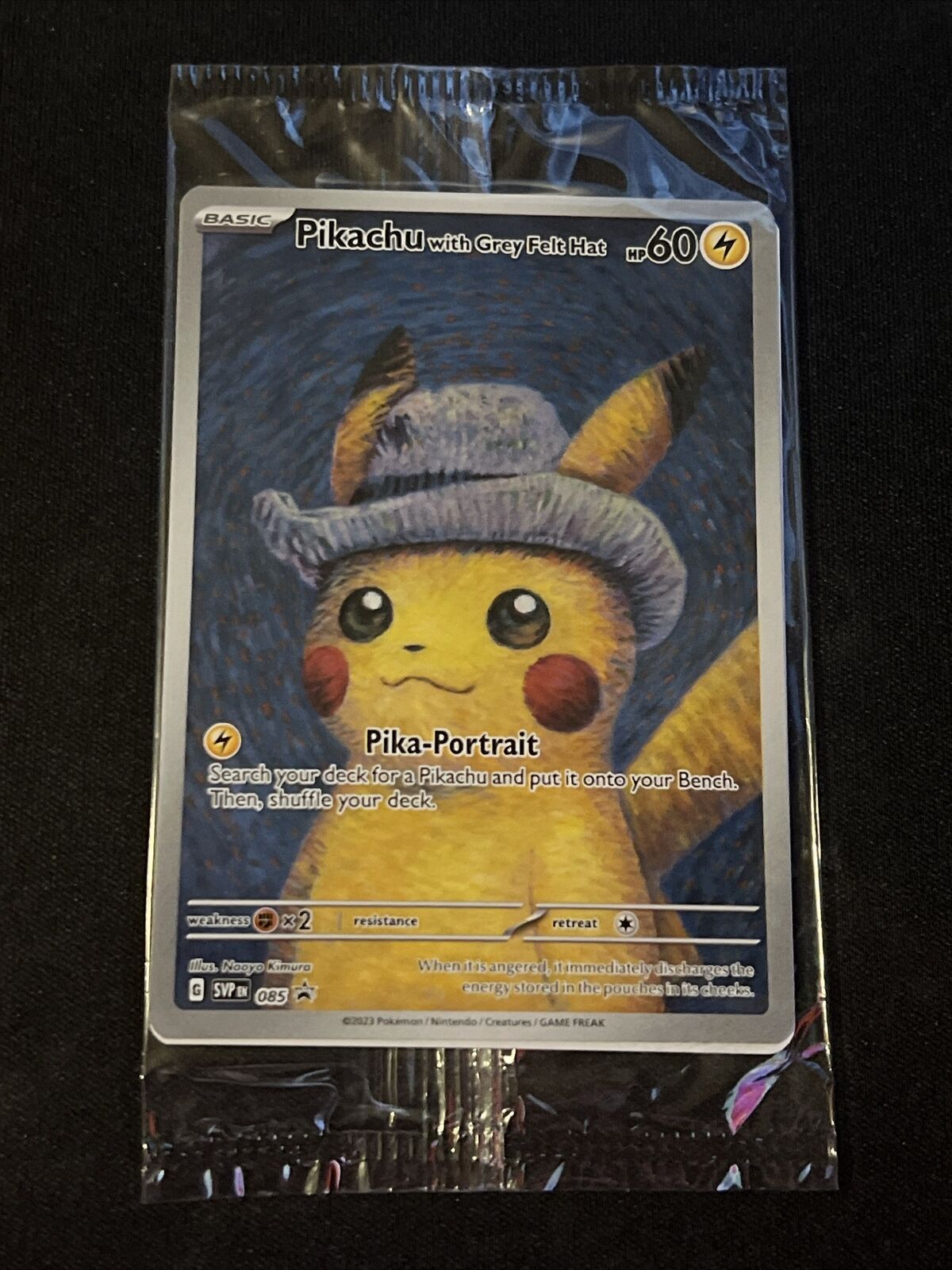 Pikachu With Grey Felt Hat 085 Promo Card Pokemon Van Gogh Museum SEALED