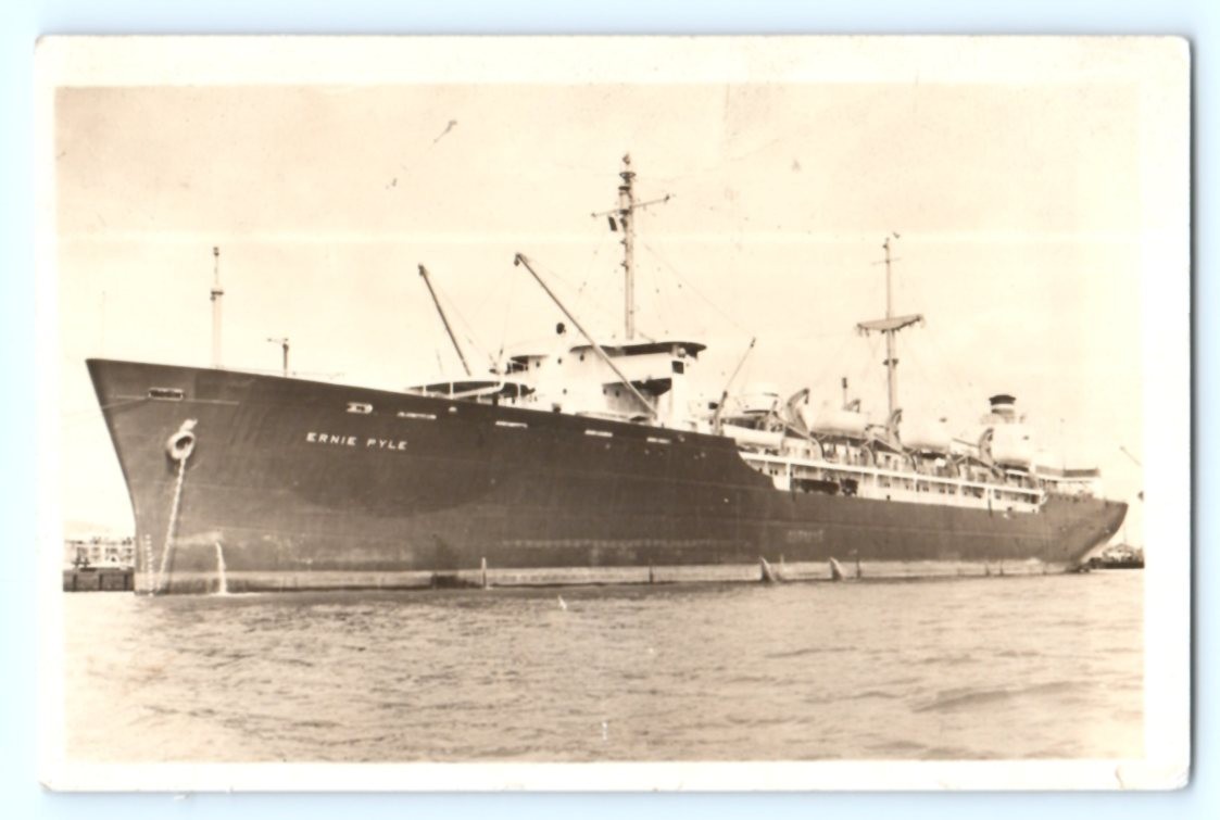 RPPC WWII Troop Ship ERNIE PYLE Real Photo Postcard Military Transport Vessel A1 RPPC WWII Troop Ship ERNIE PYLE Real Photo Postcard Military Transport Vessel A1