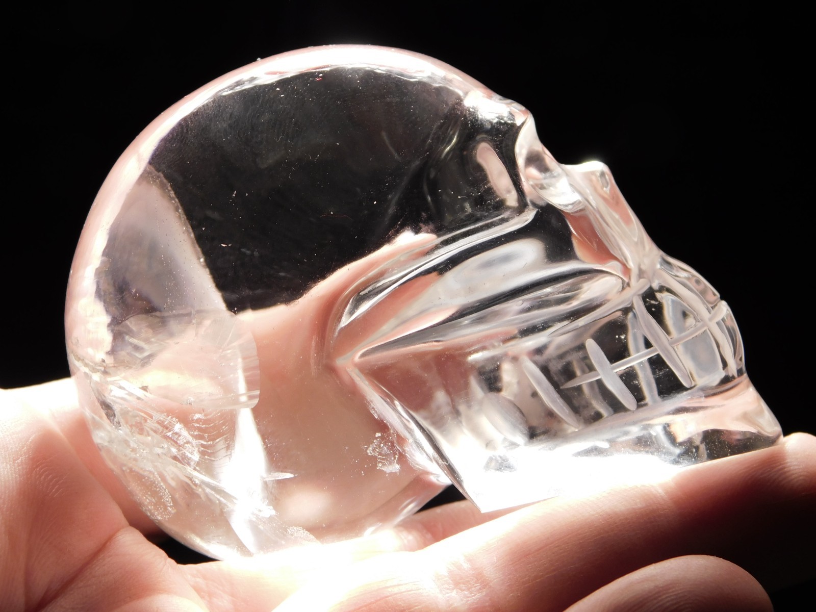 Larger SUPER Translucent AAA OPTICAL Quartz Crystal SKULL Brazil 345gr Larger SUPER Translucent AAA OPTICAL Quartz Crystal SKULL Brazil 345gr