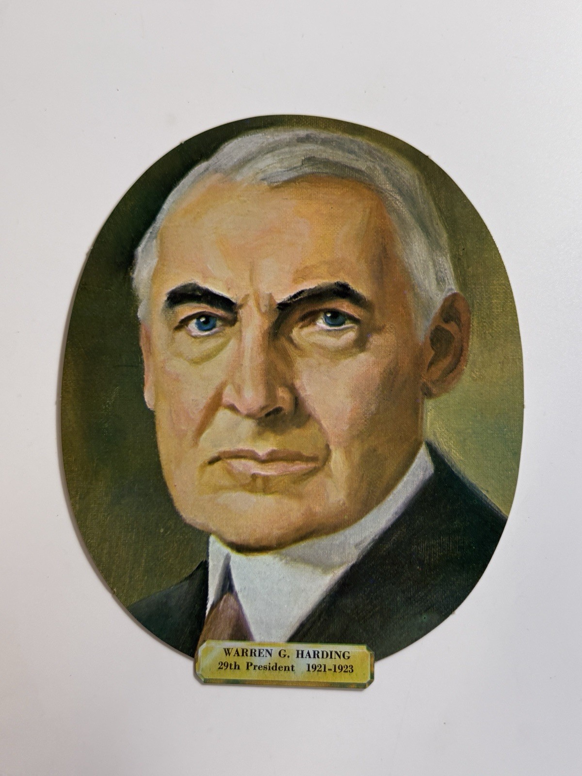 Vtg Cardboard President Portrait Dennison Teaching Aid 1970s Warren G Harding