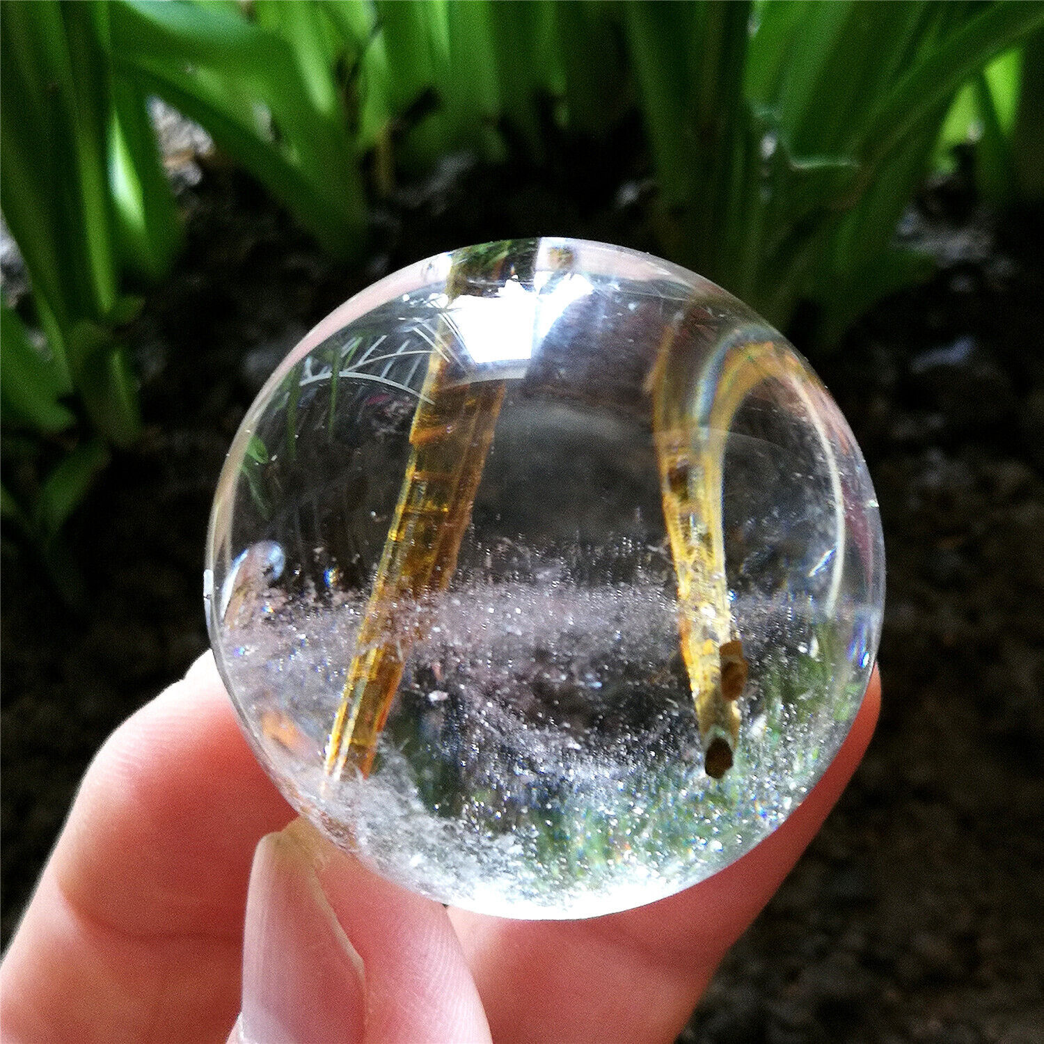 88.8g 39.5mm Amazing Clear Sphere Natural Golden Tourmaline Quartz Ball Chakra