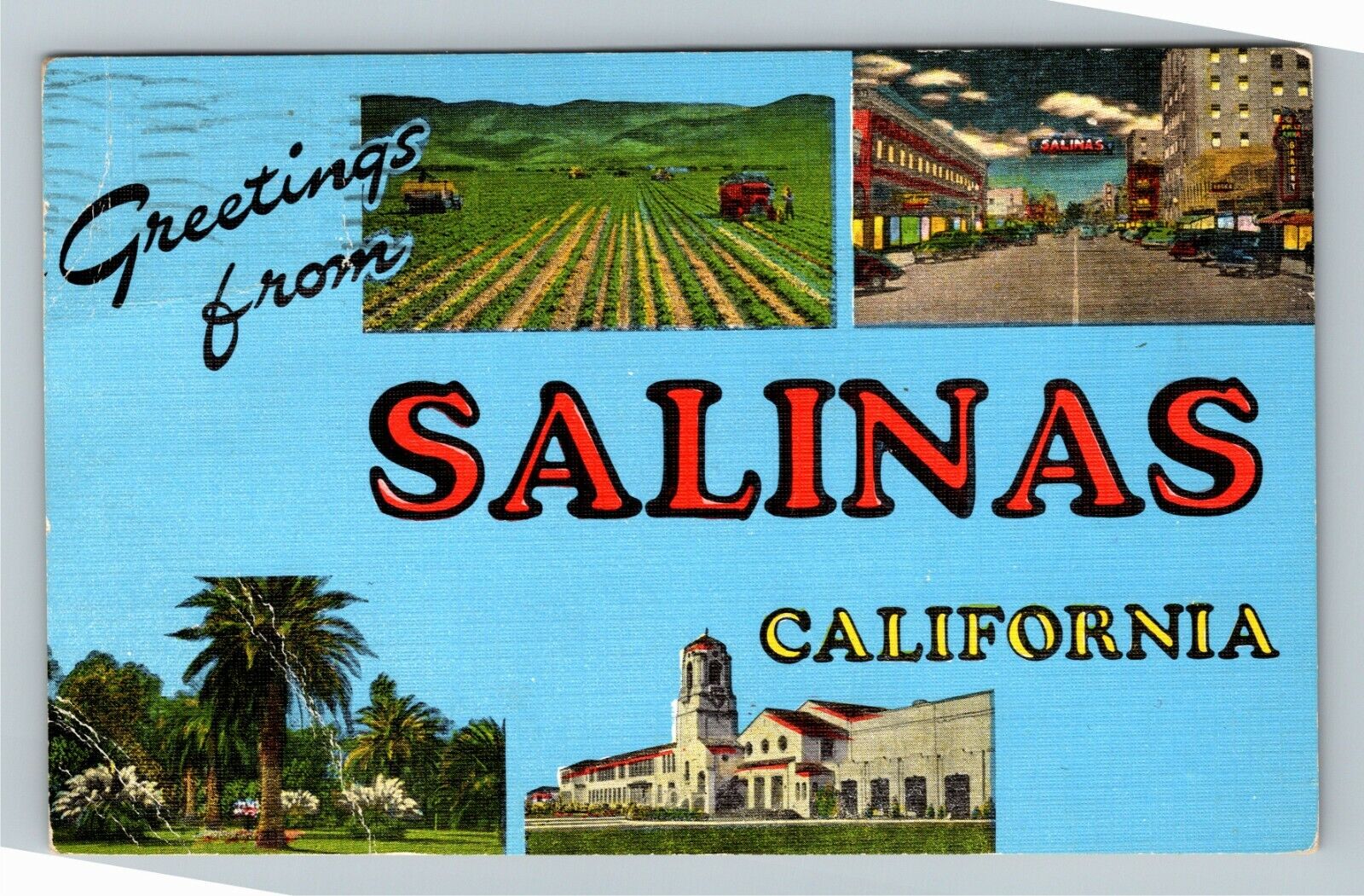 Salinas CA-California, General Greetings, Letters Scenic Vintage Postcard