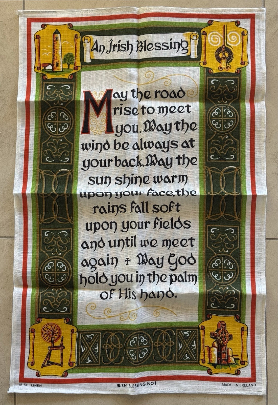 Vintage Irish Blessing Linen Kitchen Towel - PRISTINE Irish Linen Vintage Irish Blessing Linen Kitchen Towel - PRISTINE Irish Linen