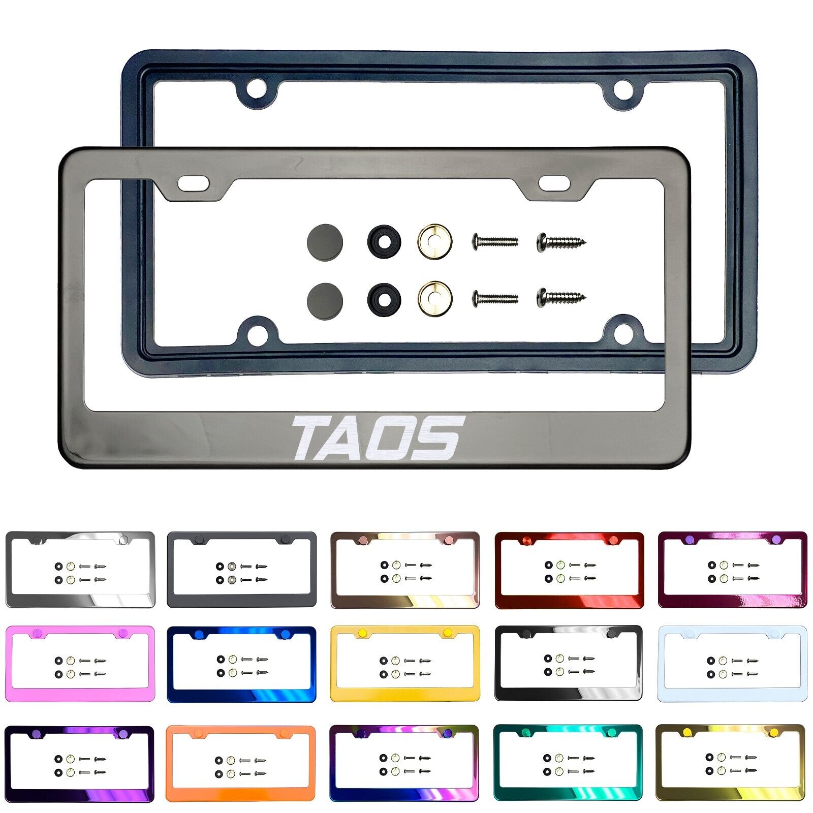 Laser Customize Stainless Steel License Frame Silicone Guard Fit Volkswagen Taos