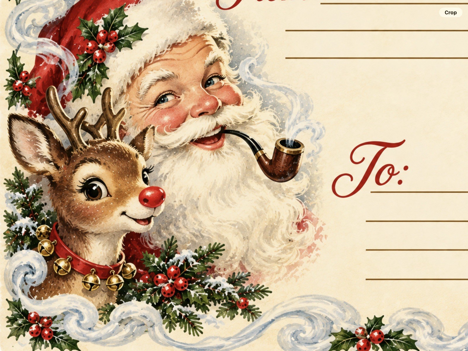 VTG Santa Rudolph Retro Style Mailing Labels Gift Tags Set Of 12 