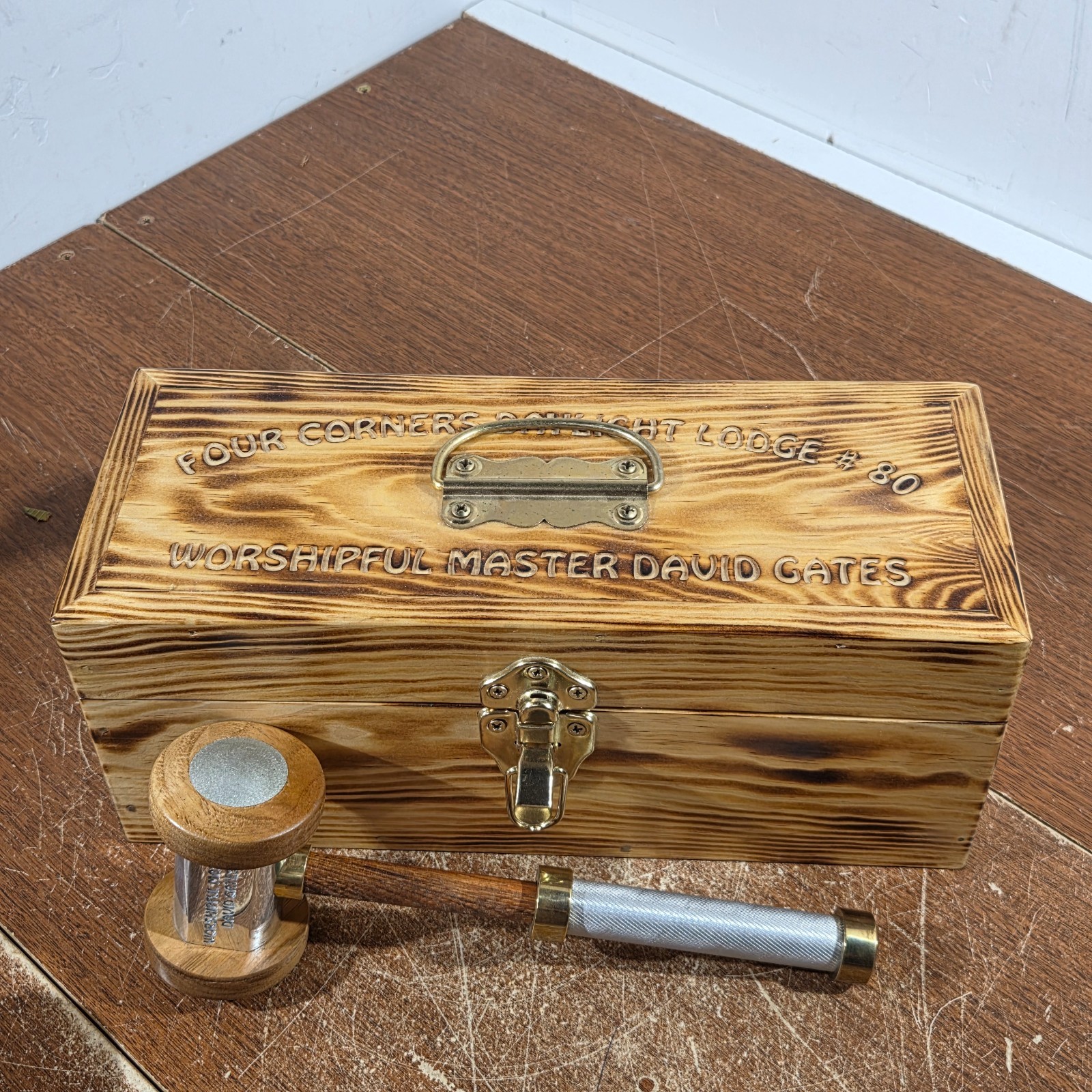 Vintage Masonic Lodge Gavel Set Four Corners Lodge #80 Hand crfted