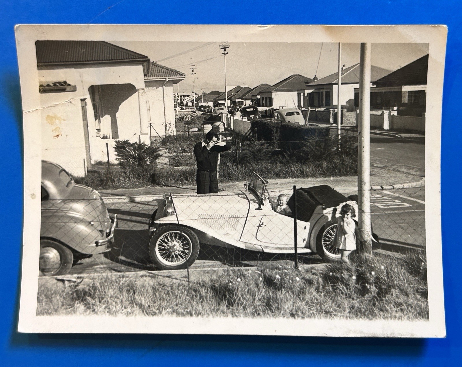 Vintage 1950s Snapshot MG TC TA TB Midget Roadster Sports Car Wire Wheels