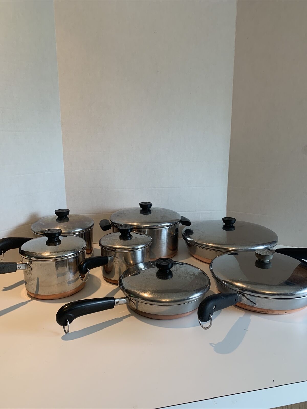 VTG Revere Ware Copper Ware Stainless Steel 14- Piece Cookware Set