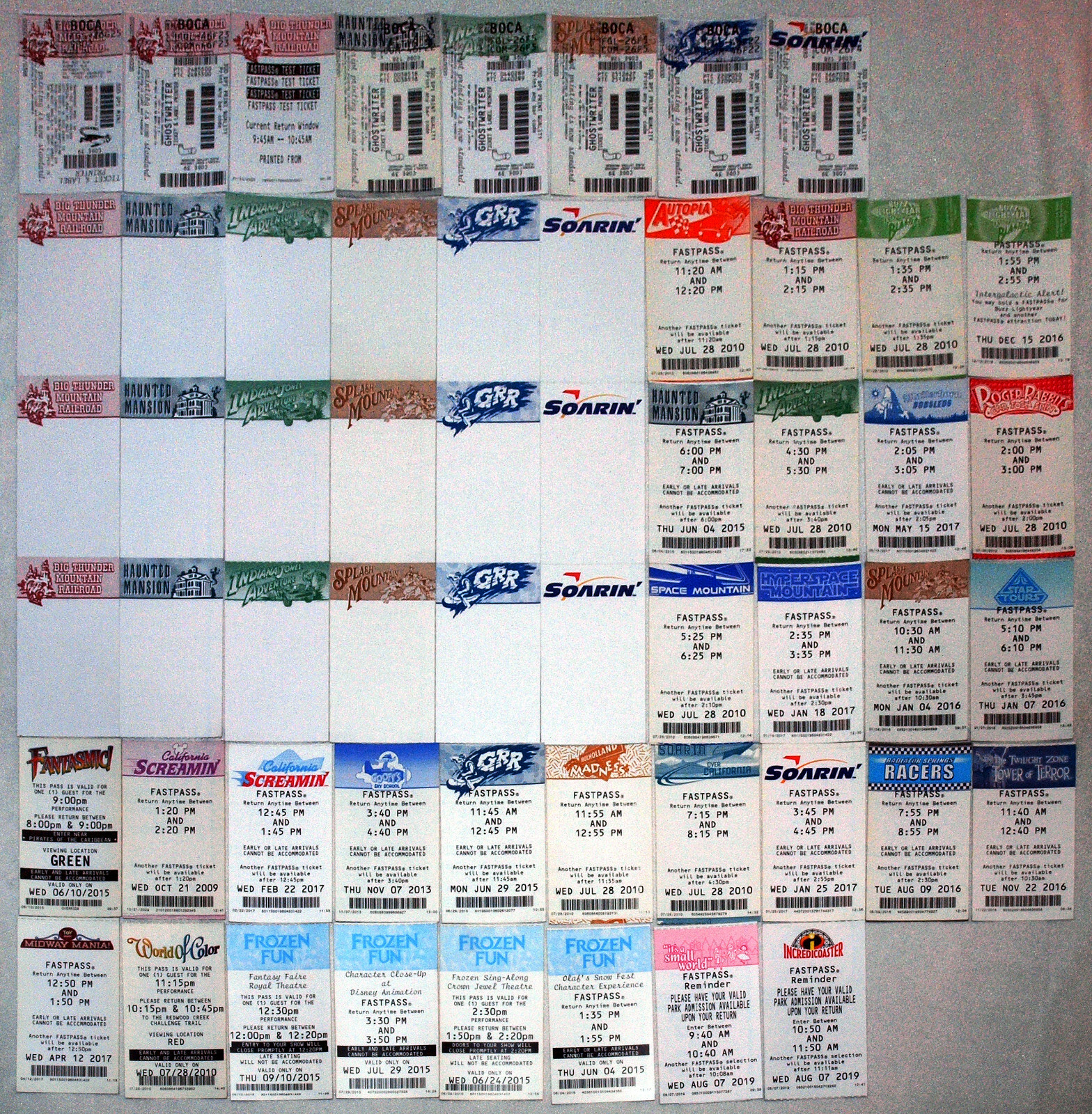 Ultimate Huge Lot of Disneyland Resort Old Original Fastpasses: Unprinted, Test+