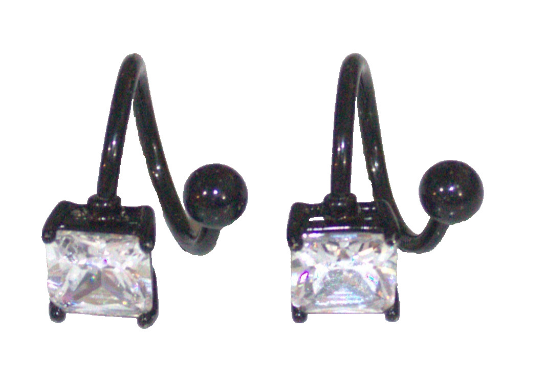 2-14g 9/16 Twister Ear Lip Belly Ring Black PVD Square Bling 316L Surgical Steel 2-14g 9/16 Twister Ear Lip Belly Ring Black PVD Square Bling 316L Surgical Steel