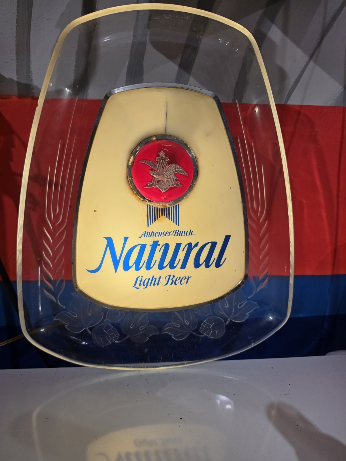 Vintage Natural Light Beer Lighted Plaque Anheuser Busch Everbrite 1980s