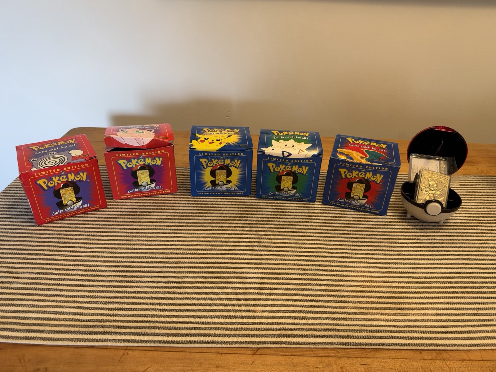 1999 Burger King Pokémon 23K Gold-Plated Trading Cards – Complete Set of 6