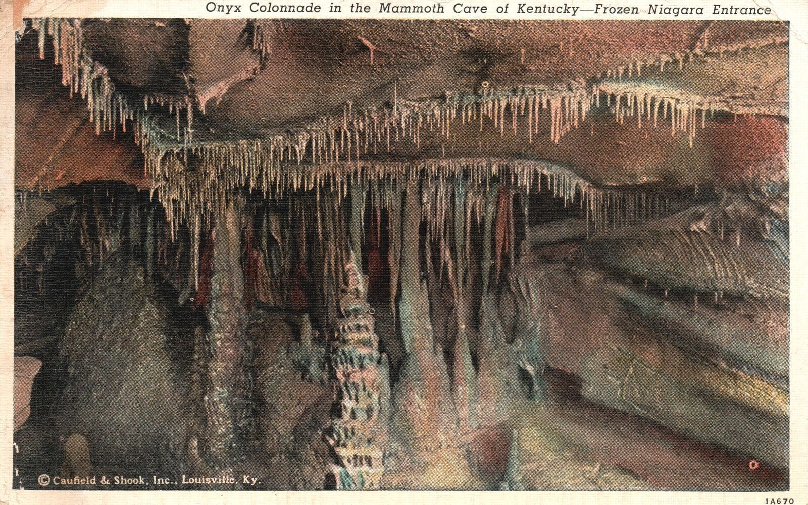 Vintage Postcard 1939 Onyx Colonnade Mammoth Cave Kentucky Frozen Niagara KY