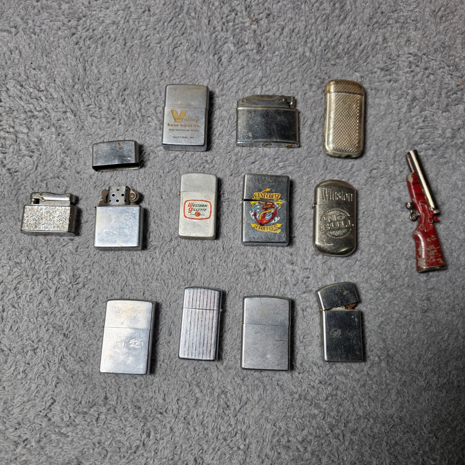 Zippo Rolex Winston Vintage Lighter Lot 13pc Novelty Advertising AS IS UNTESTED