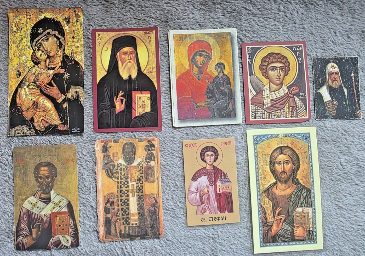9 Vtg Orthodox Christian Icon Prayer Holy Cards St Nicholas St George St Ephraim