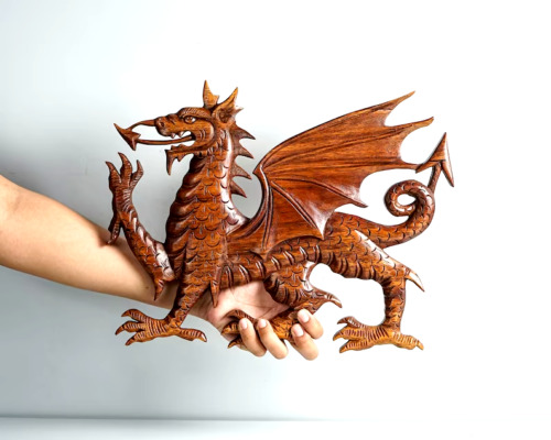 Welsh Dragon Wall Decor, Wall Art, Hanging Wooden Art, Mystical Animal, Wood Car