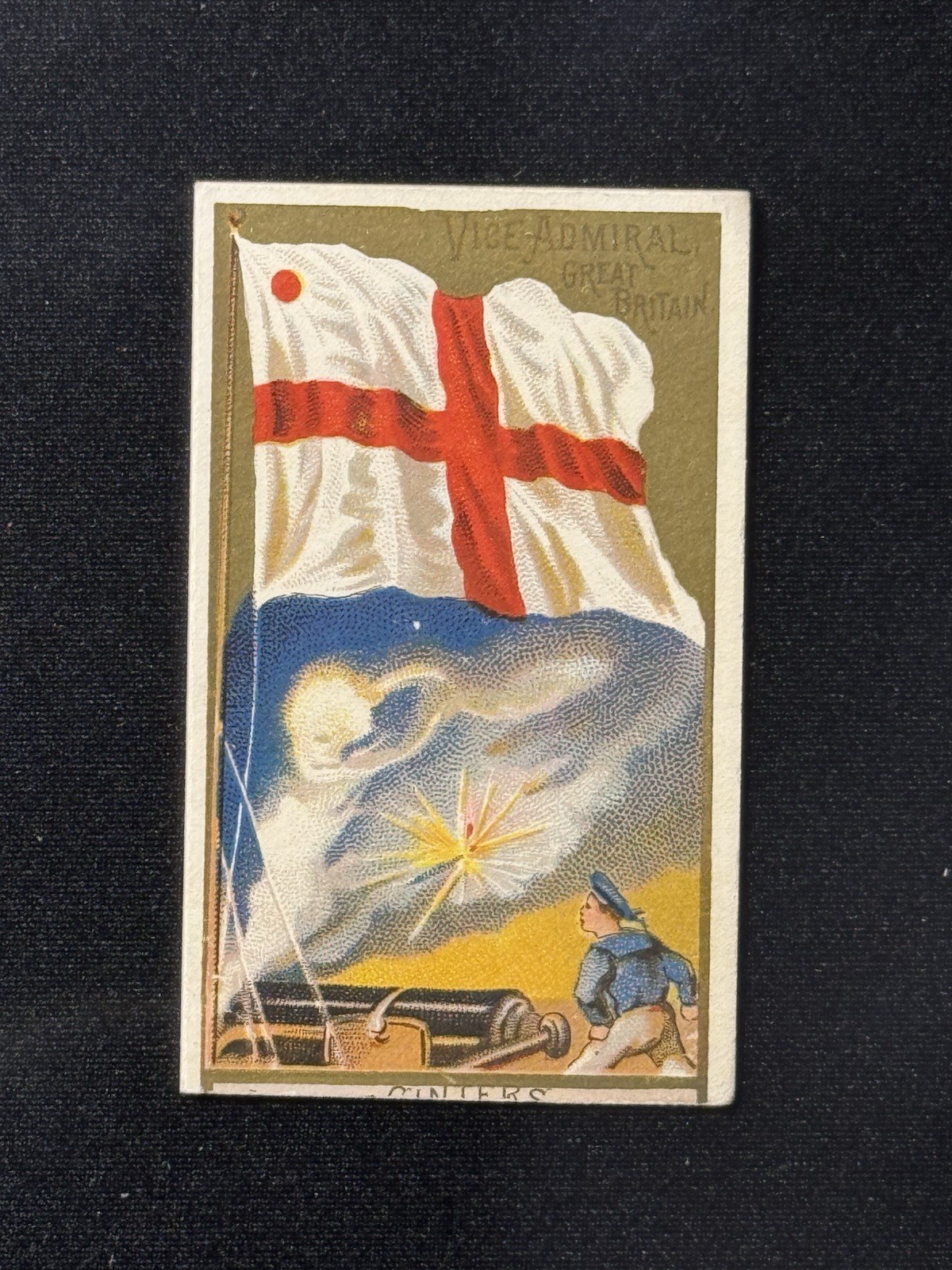1886 N17 Allen Ginter Naval Flags Tobacco Trimmed Ad GREAT BRITAIN Vice Admiral