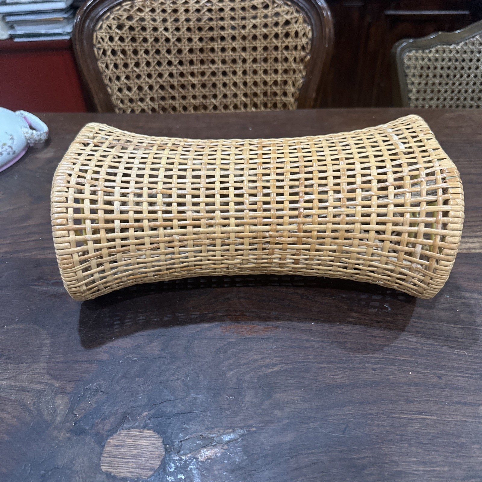 Vintage Japanese 12” Rattan Bamboo Pillow