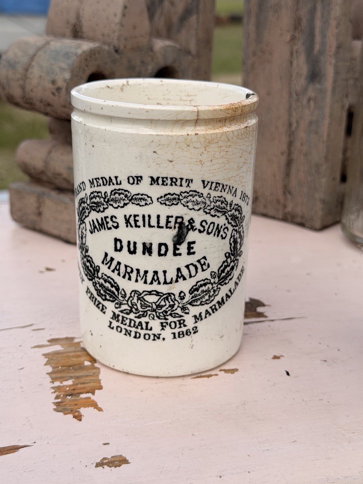 Antique James Keiller Dundee Marmalade Pot Maling Newcastle Stoneware Jar