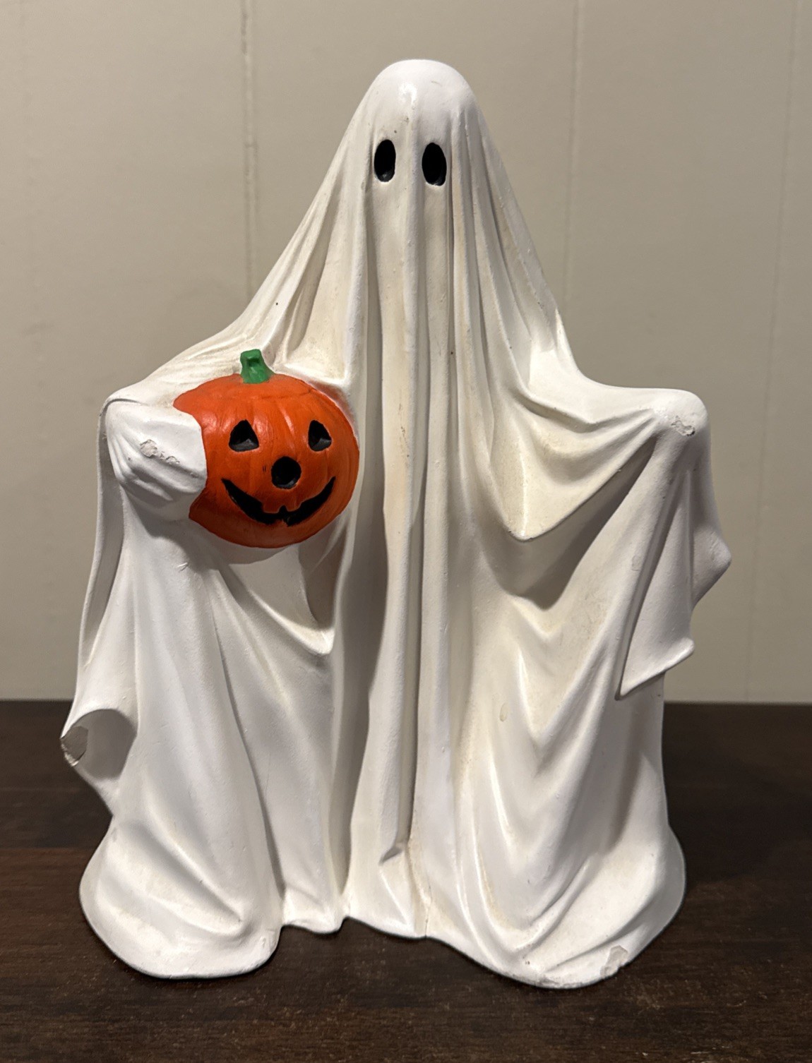 Vintage 1972 Byron Molds Ceramic Halloween Ghost & Jack O Lantern Pumpkin 9.5”
