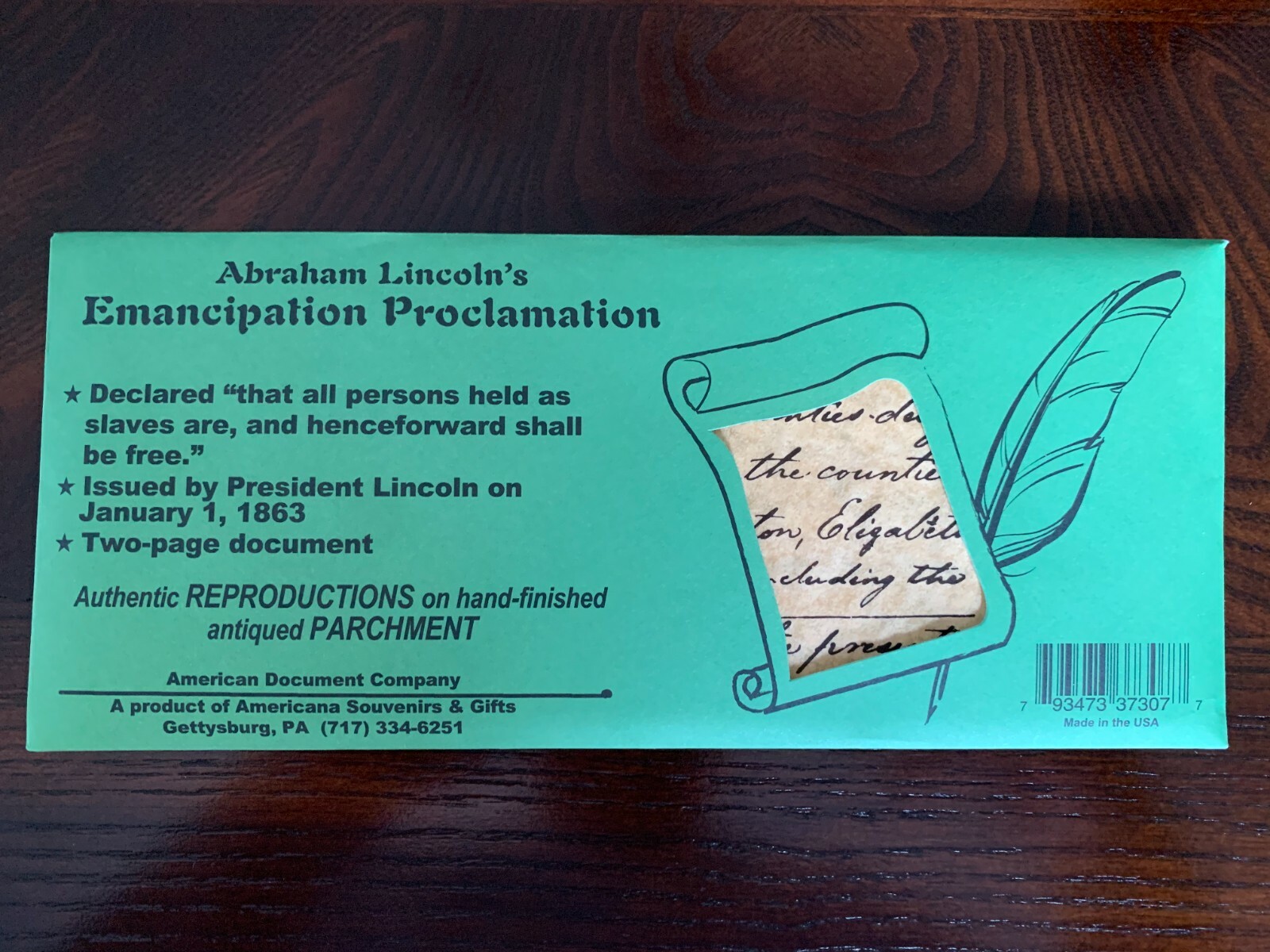 Abraham Lincoln’s Emancipation Proclamation Parchment Replica 