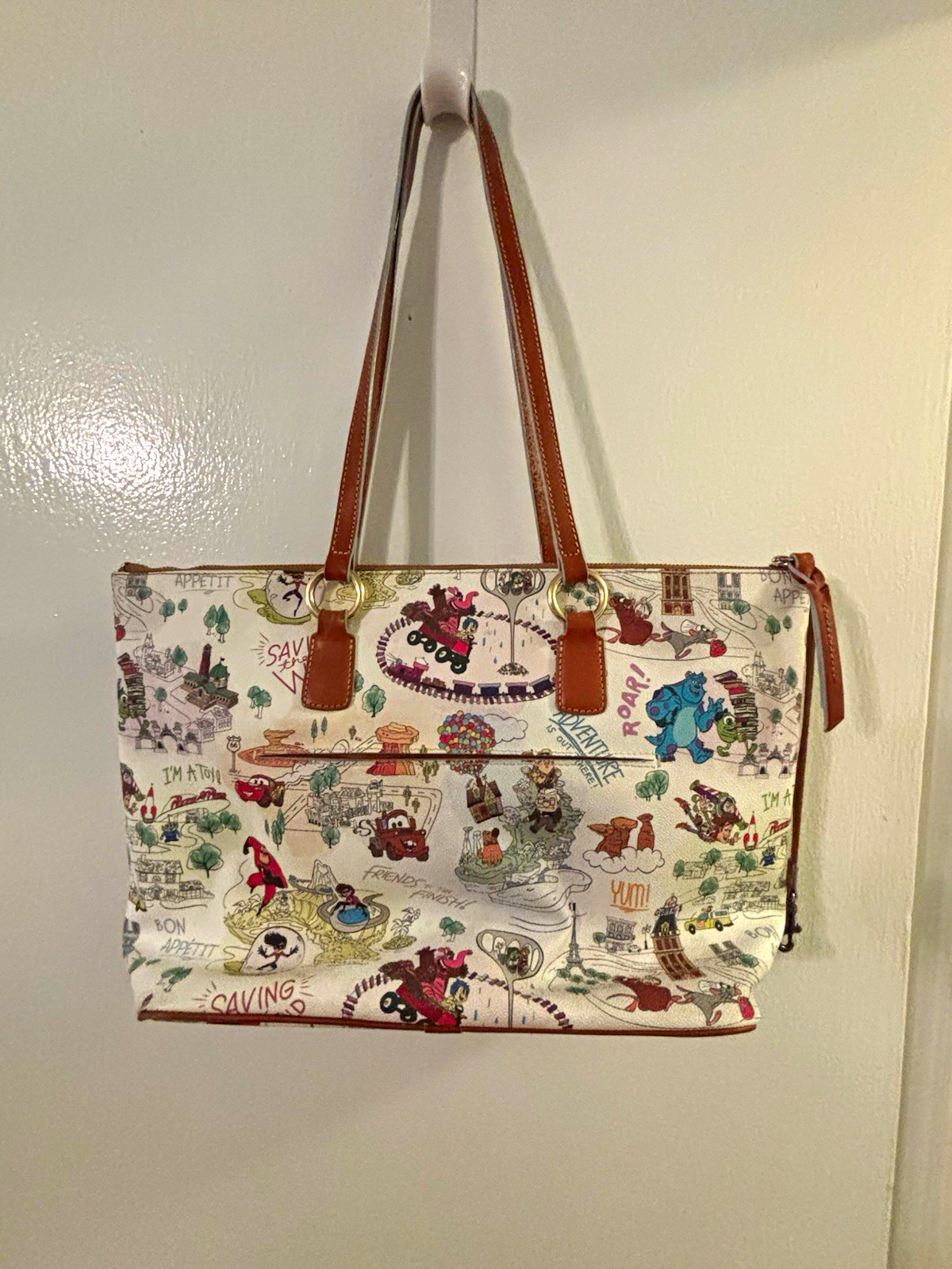 Dooney & Bourke Disney Pixar Sketch Print Large Tote Bag Multicolor/Brown