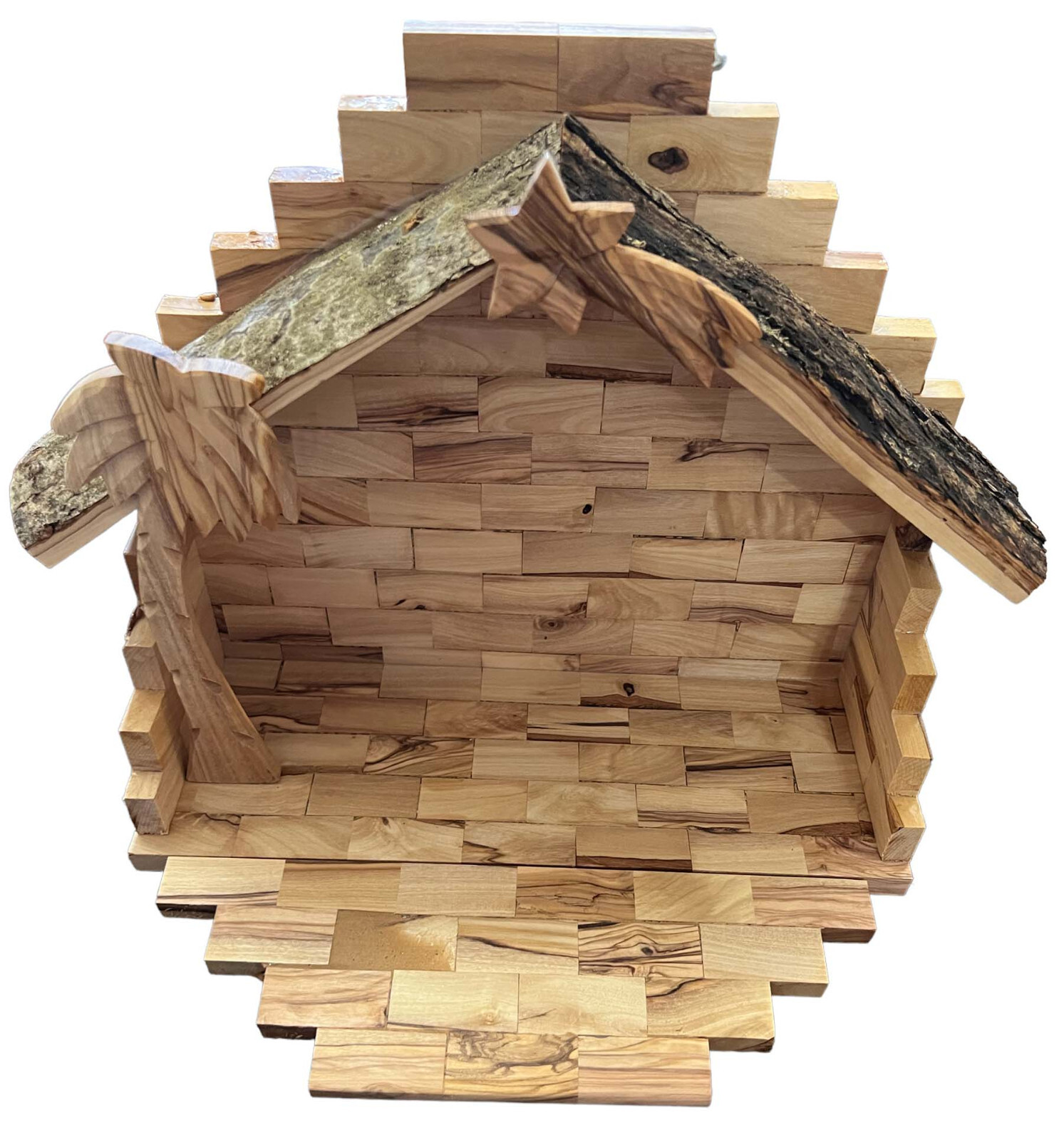 Large Olive Wood Nativity Set Manger Stable 11' wide. Made in Bethlehem Large Olive Wood Nativity Set Manger Stable 11' wide. Made in Bethlehem