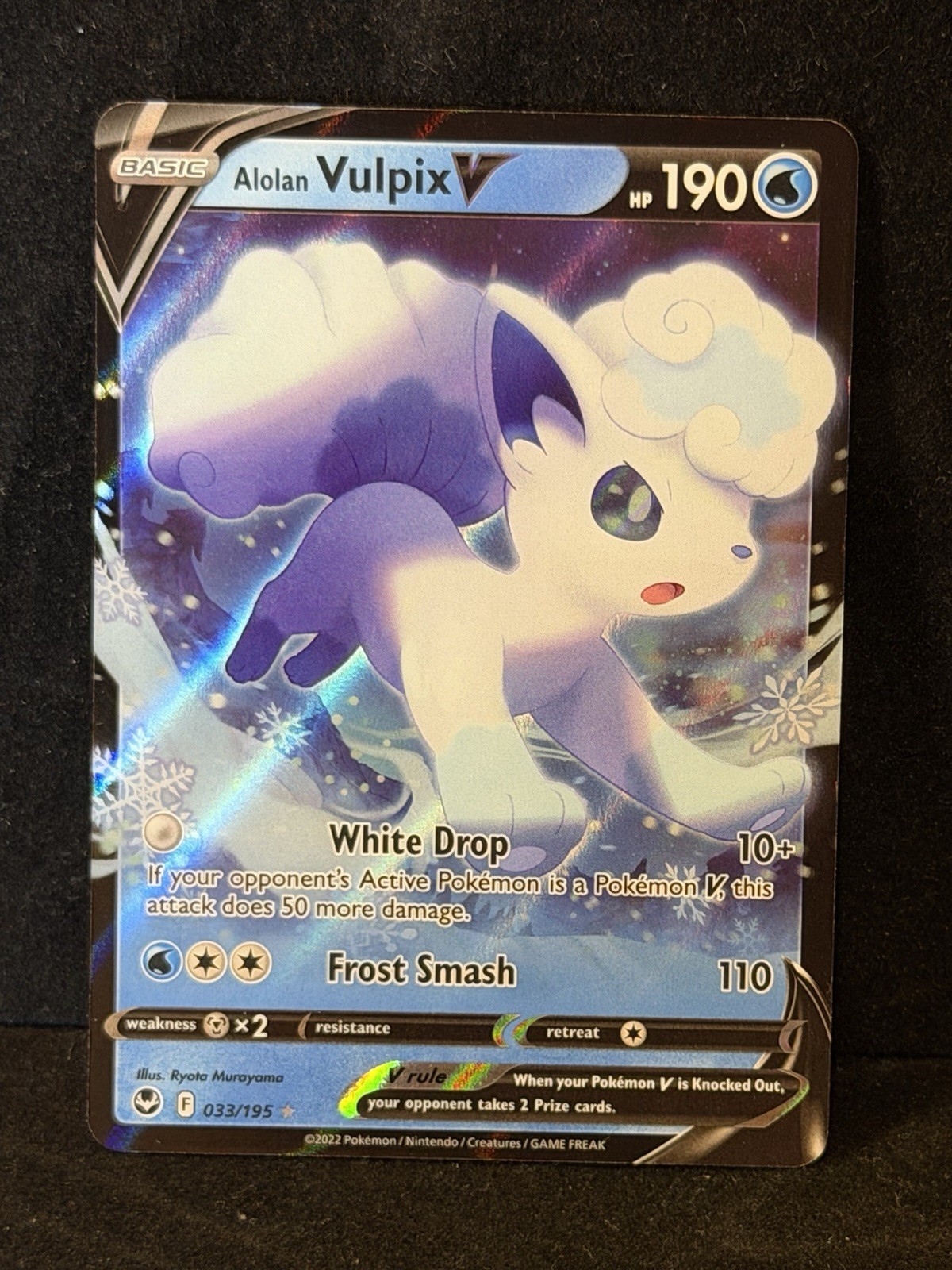 Alolan Vulpix V 033/195 Ultra Rare Silver Tempest Pokemon NM Alolan Vulpix V 033/195 Ultra Rare Silver Tempest Pokemon NM