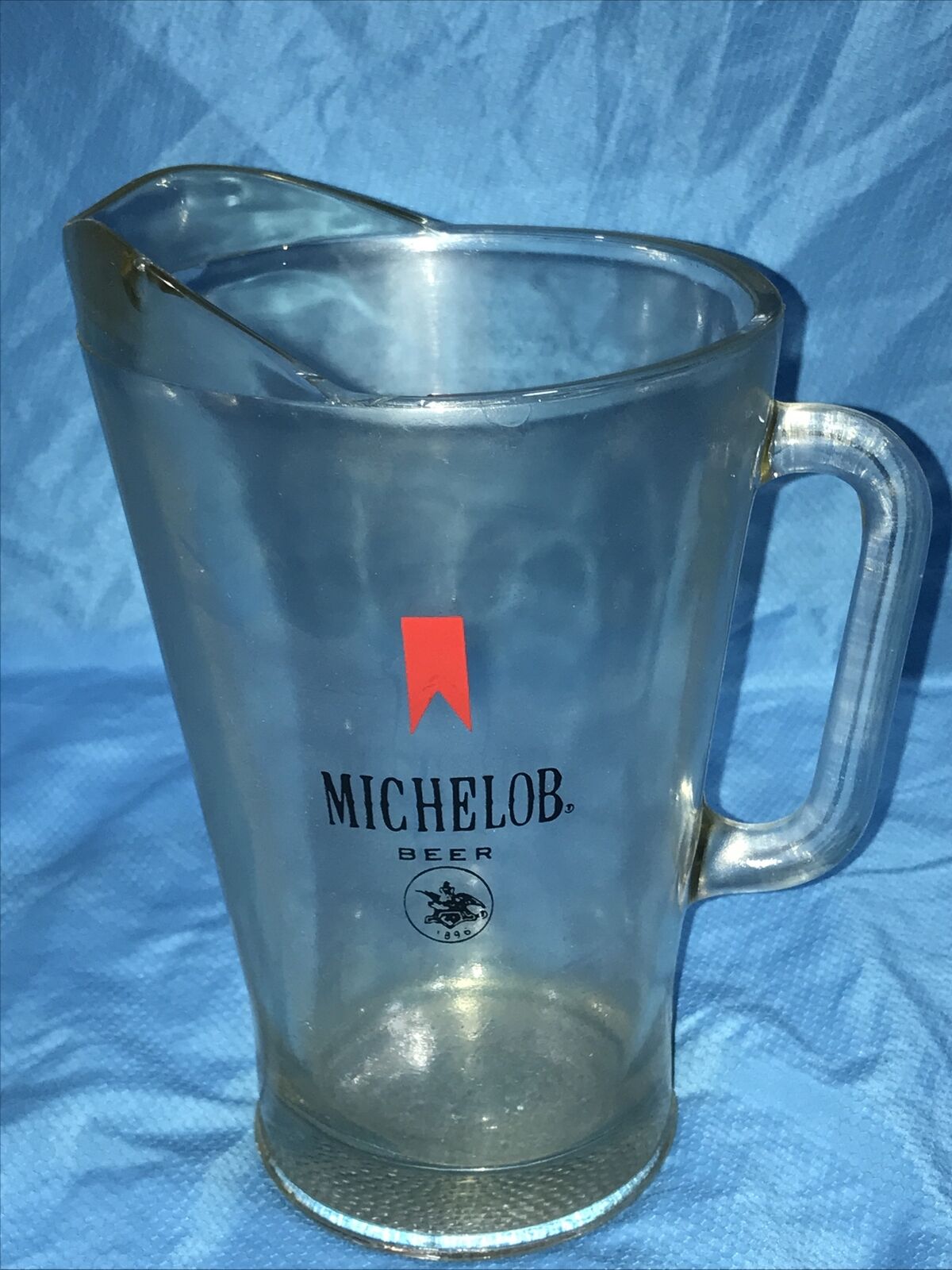 Vtg Heavy MICHELOB BEER Clear Glass Pitcher, 56 Oz., 9\