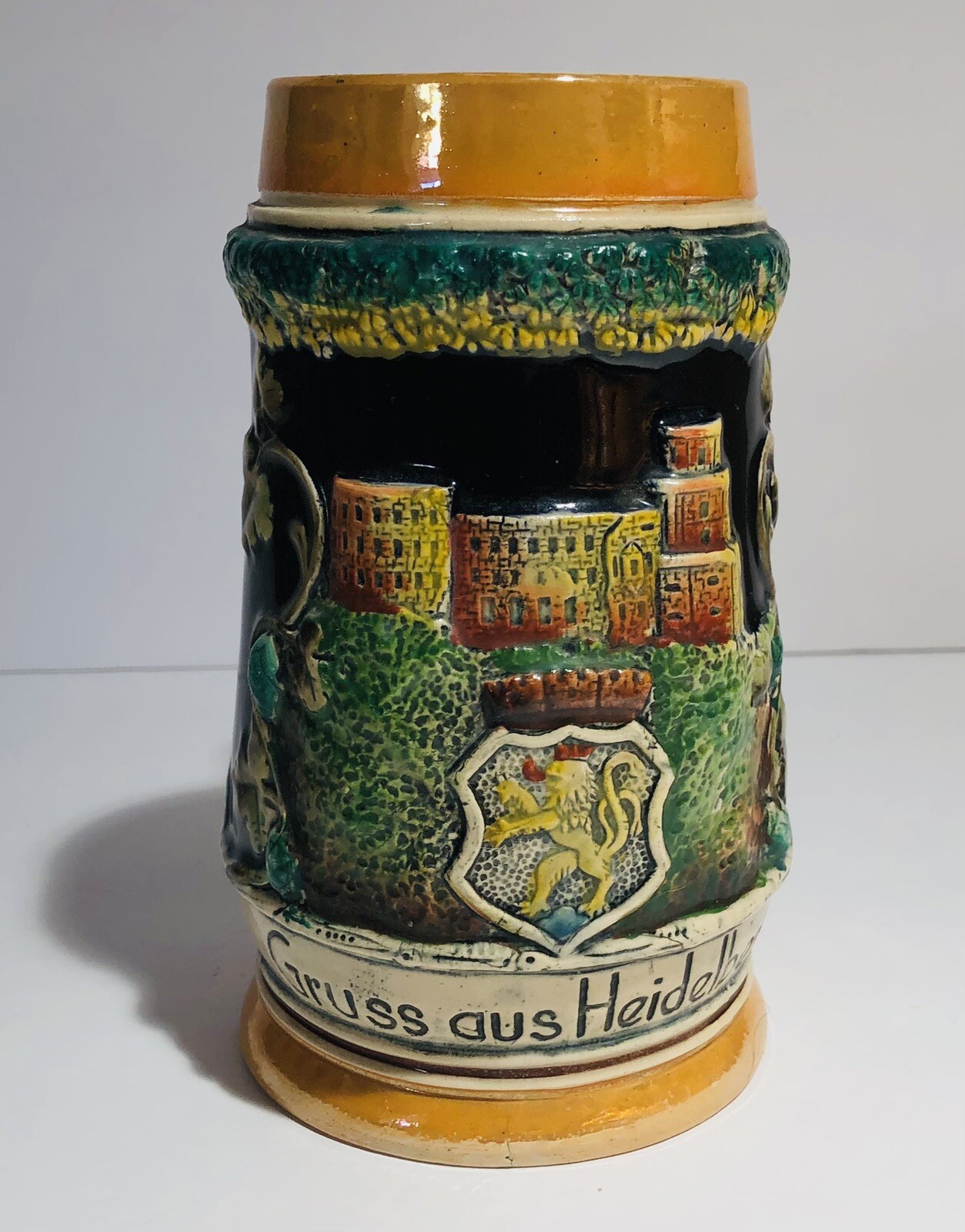 Vintage Gruss Aus Heidelberg German Porcelain Beer Stein Mug Handpainted 6.5”