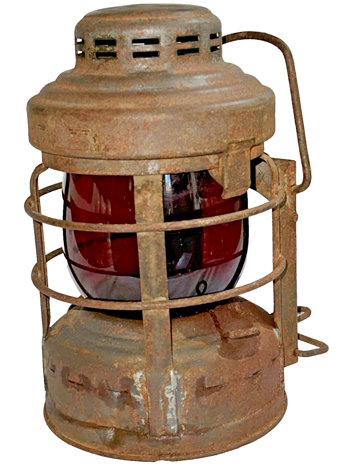 vintage Embury Luck-E-Lite no 25 truck / contractor / railroad lantern red globe