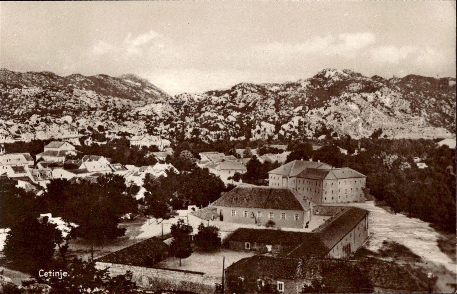 Montenegro Cetinje Capital City Panorama 1930s RPPC