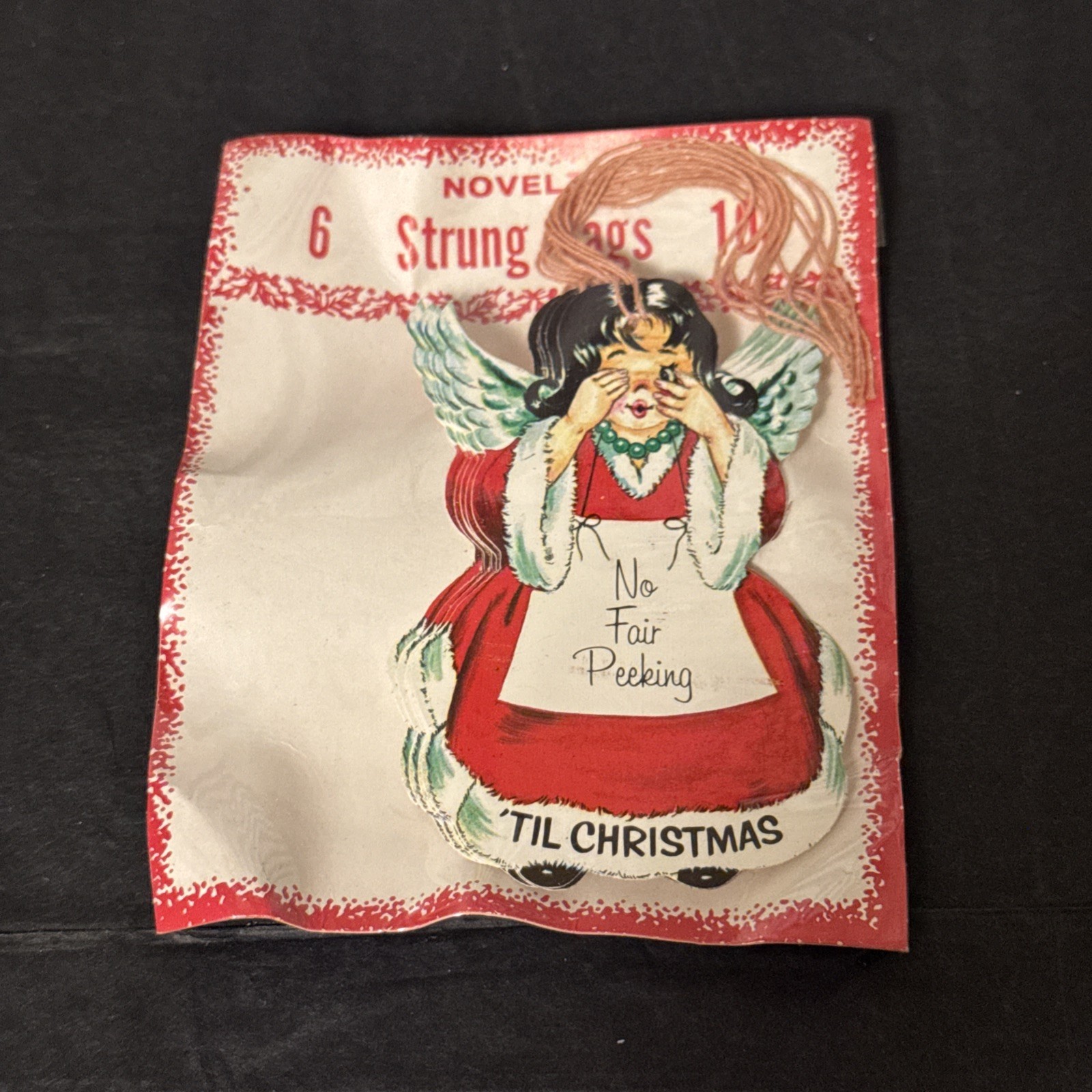 Vintage/NEW 6 Christmas Cards-Tree string Tags 1950’s- ANGEL