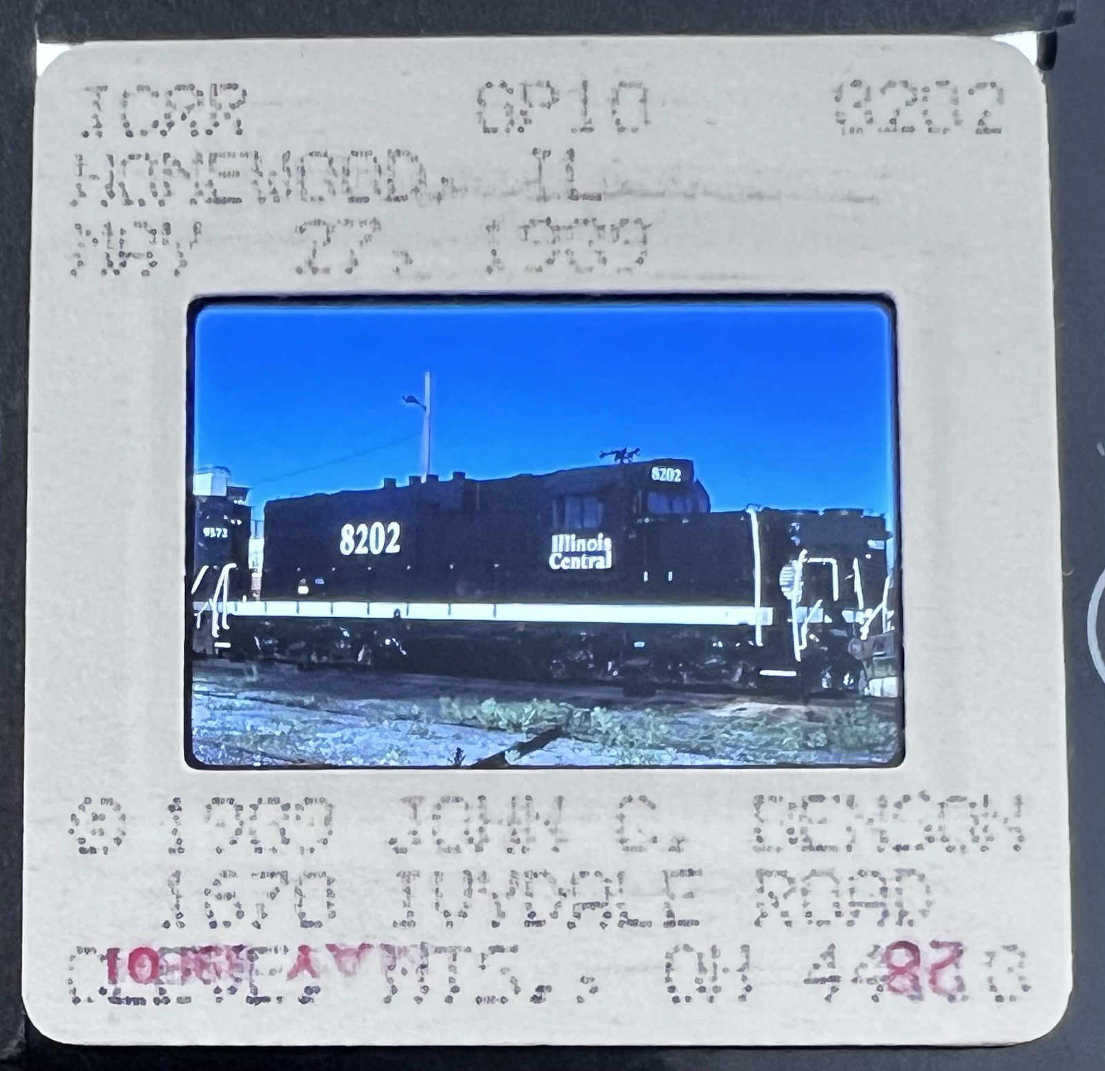 Vint. 1989 35mm Train/Railroad Slide 8202 Illinois Central, Homewood, Illinois Vint. 1989 35mm Train/Railroad Slide 8202 Illinois Central, Homewood, Illinois