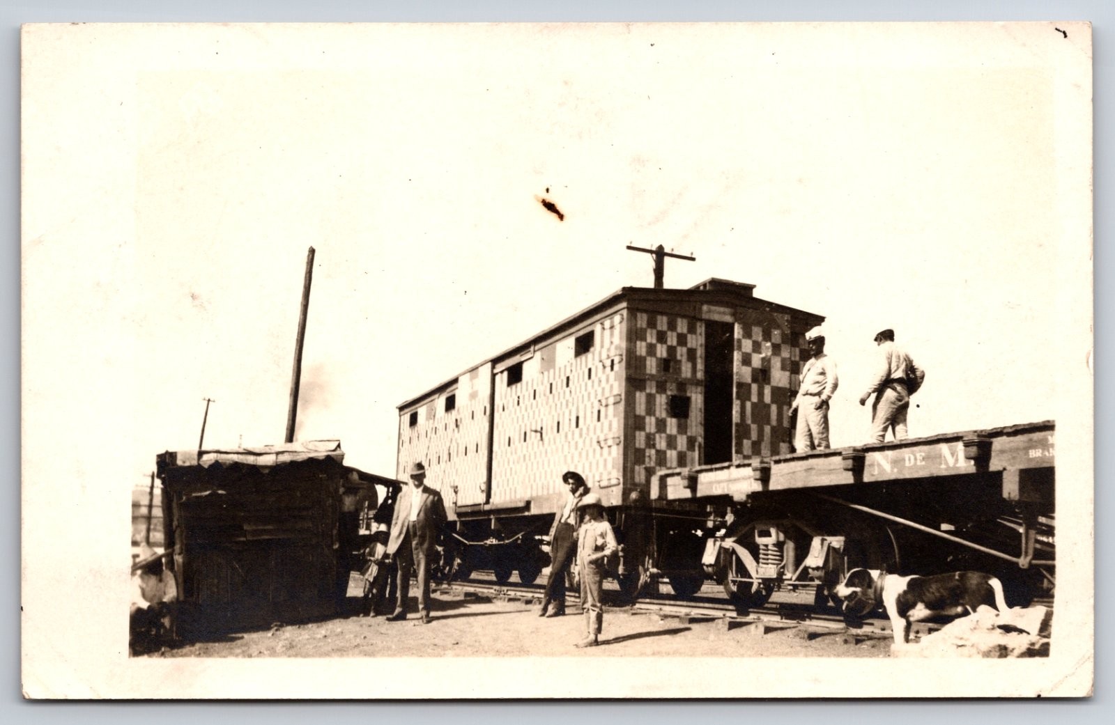 Train Wreck Mexico Checkered Boxcar Mexican Revolution? Real Photo RPPC Train Wreck Mexico Checkered Boxcar Mexican Revolution? Real Photo RPPC