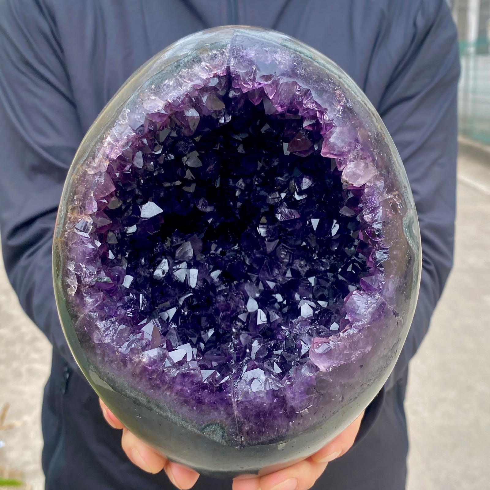 7.2LB High quality Natural Amethyst geode quartz crystal Dinosaur egg healing
