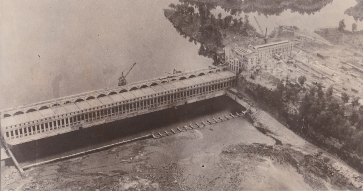 1925 Press Photo Aerial View of the Wilson Dam on the Tennessee River