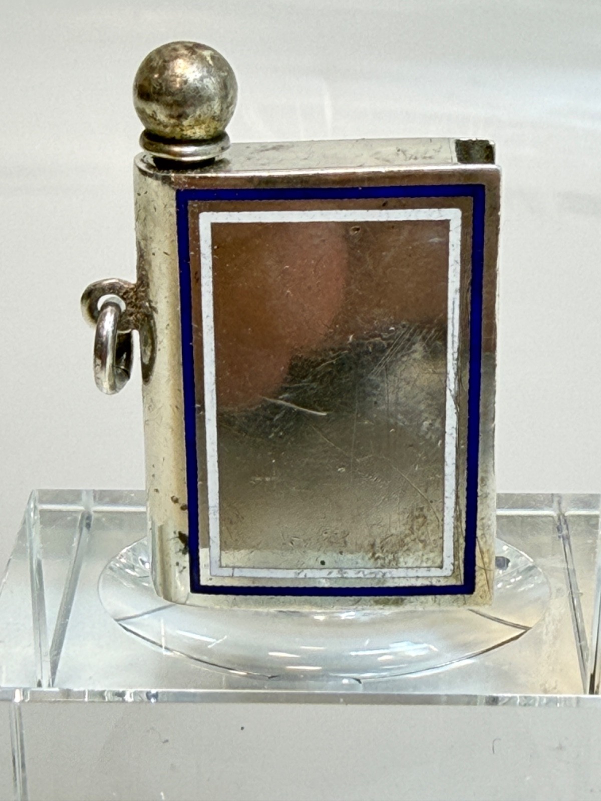 1910's Antique 800 Silver Enamel Fire Flint Match Book Stiker Lighter Chatelain