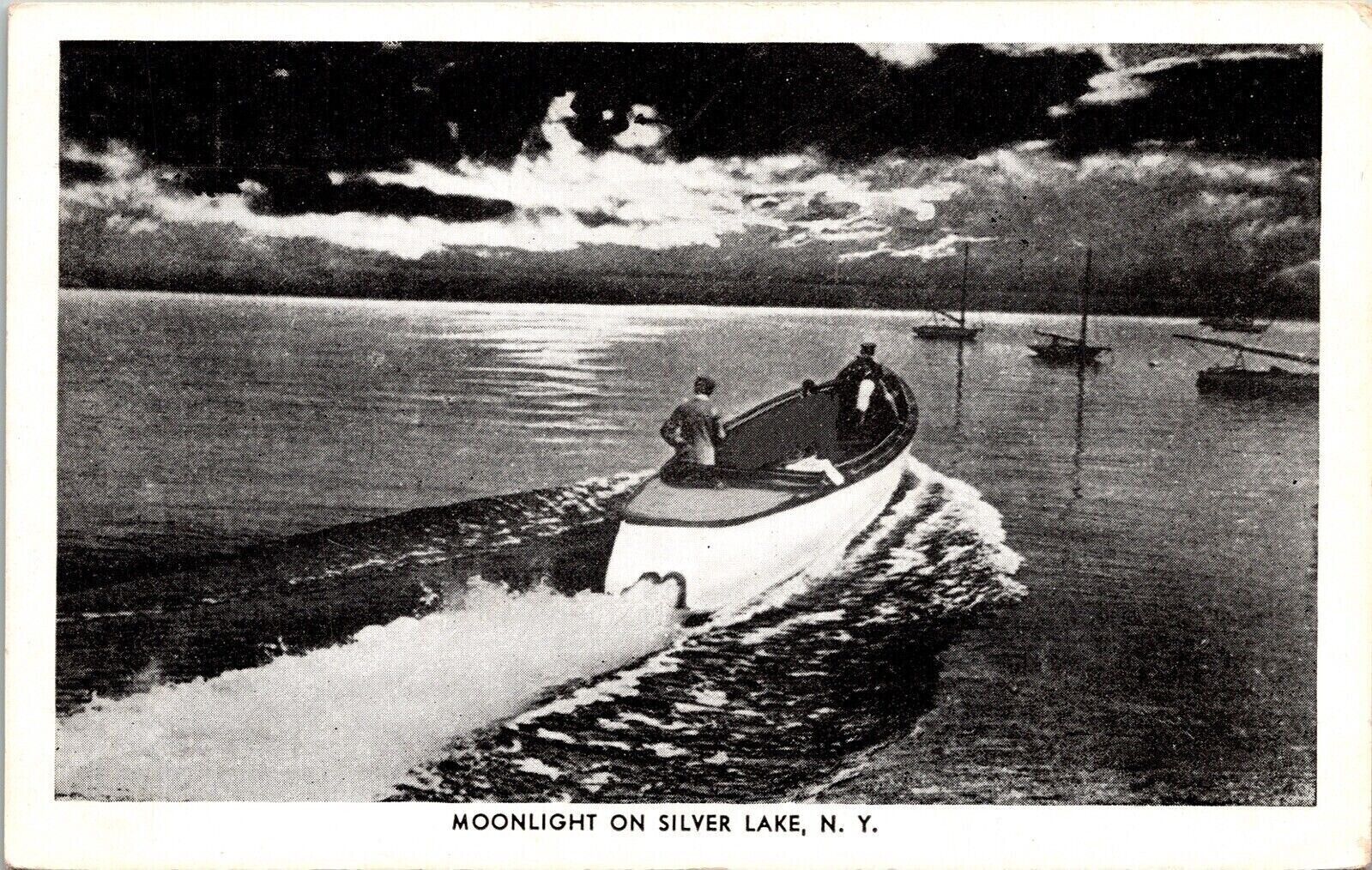Moonlight Silver Lake NY New York WB Postcard VTG UNP Vintage Unused