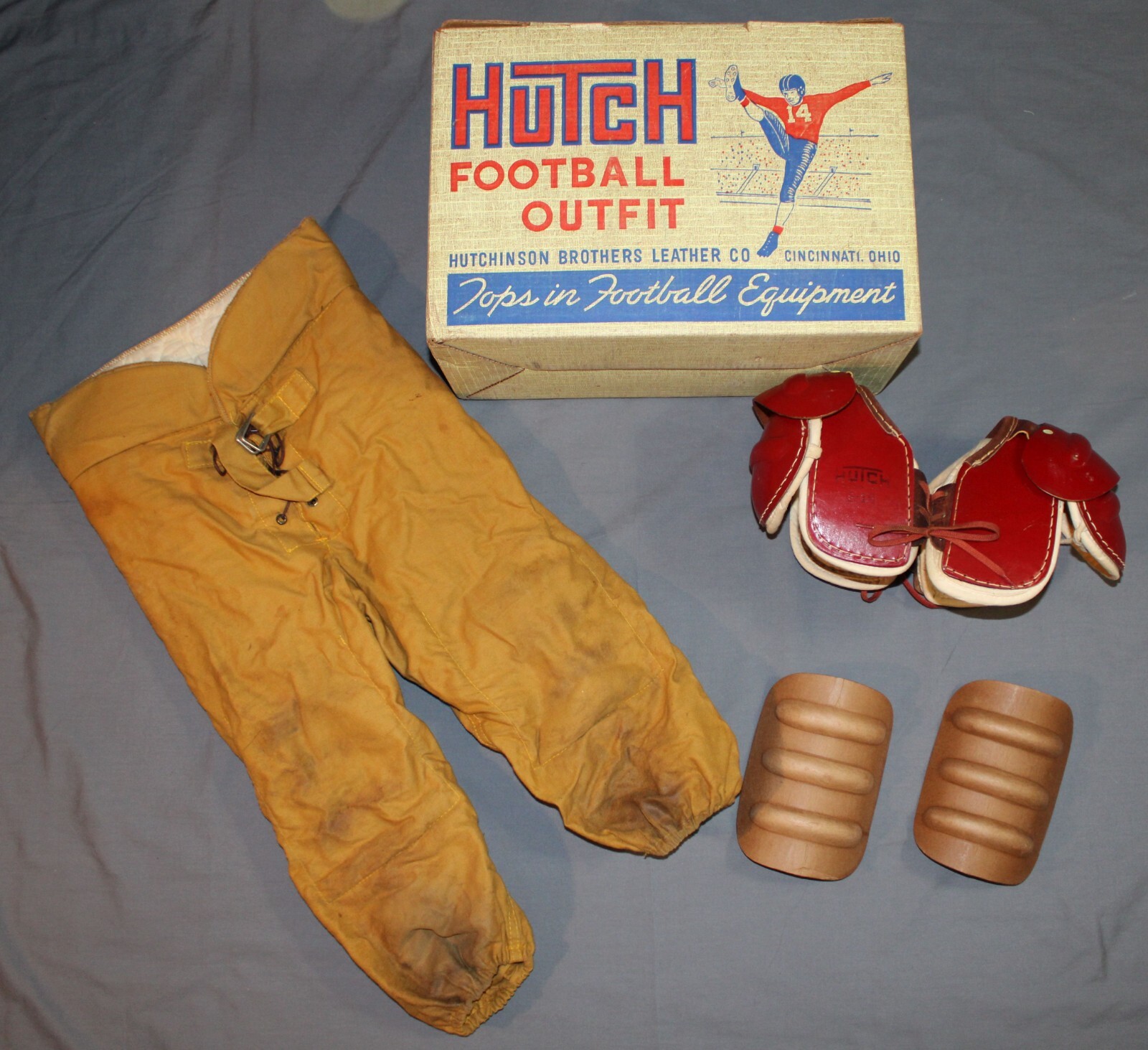 VTG Late 1950s-Early 1960s Hutch Youth Football Gear + Orig. Box Incomplete