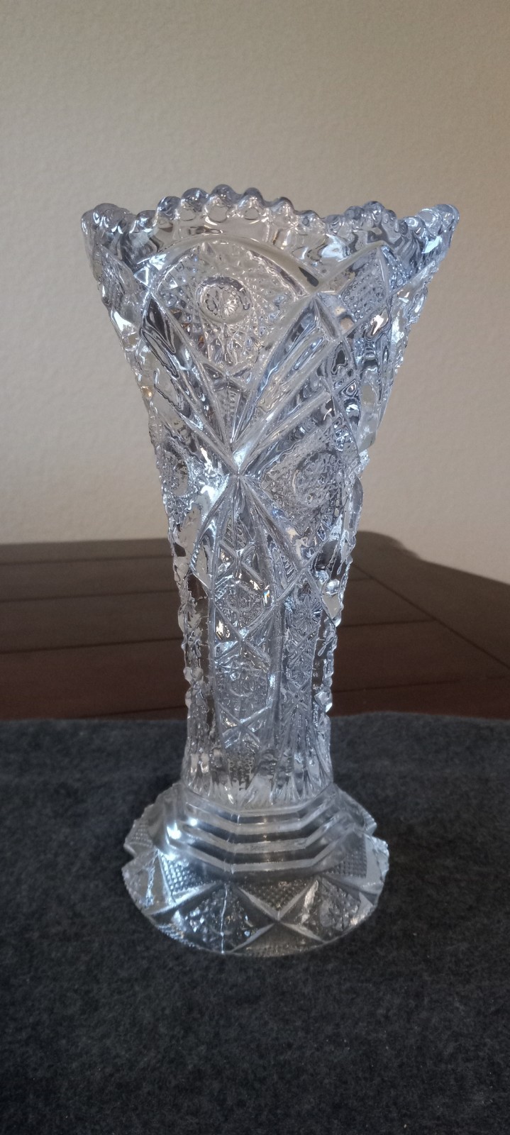 1950's Imperial Glass Pressed Vase with Sawtooth Edge