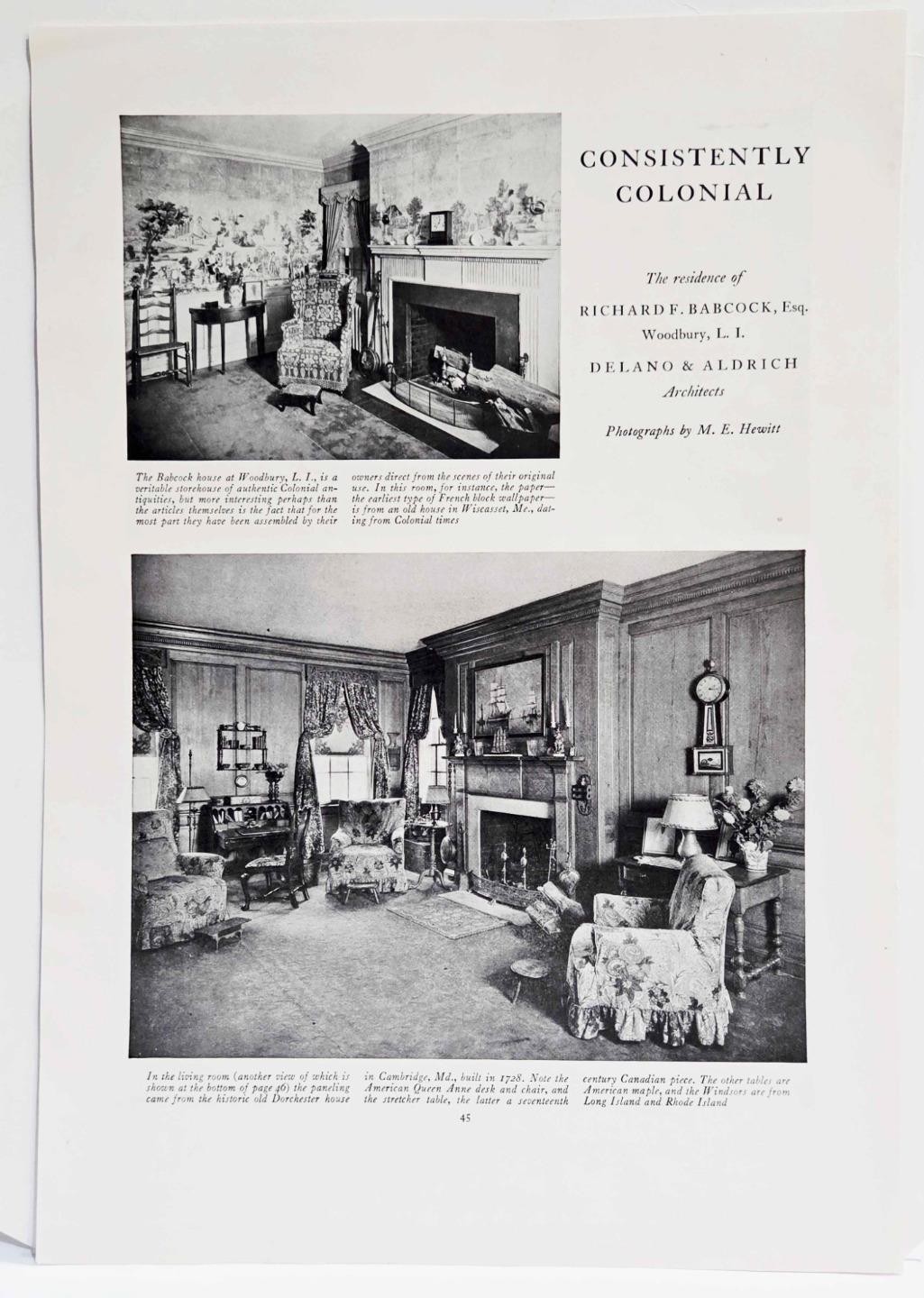 1927 Woodbury LI Richard F. Babcock Home Authentic Colonial Decor Photo Pages