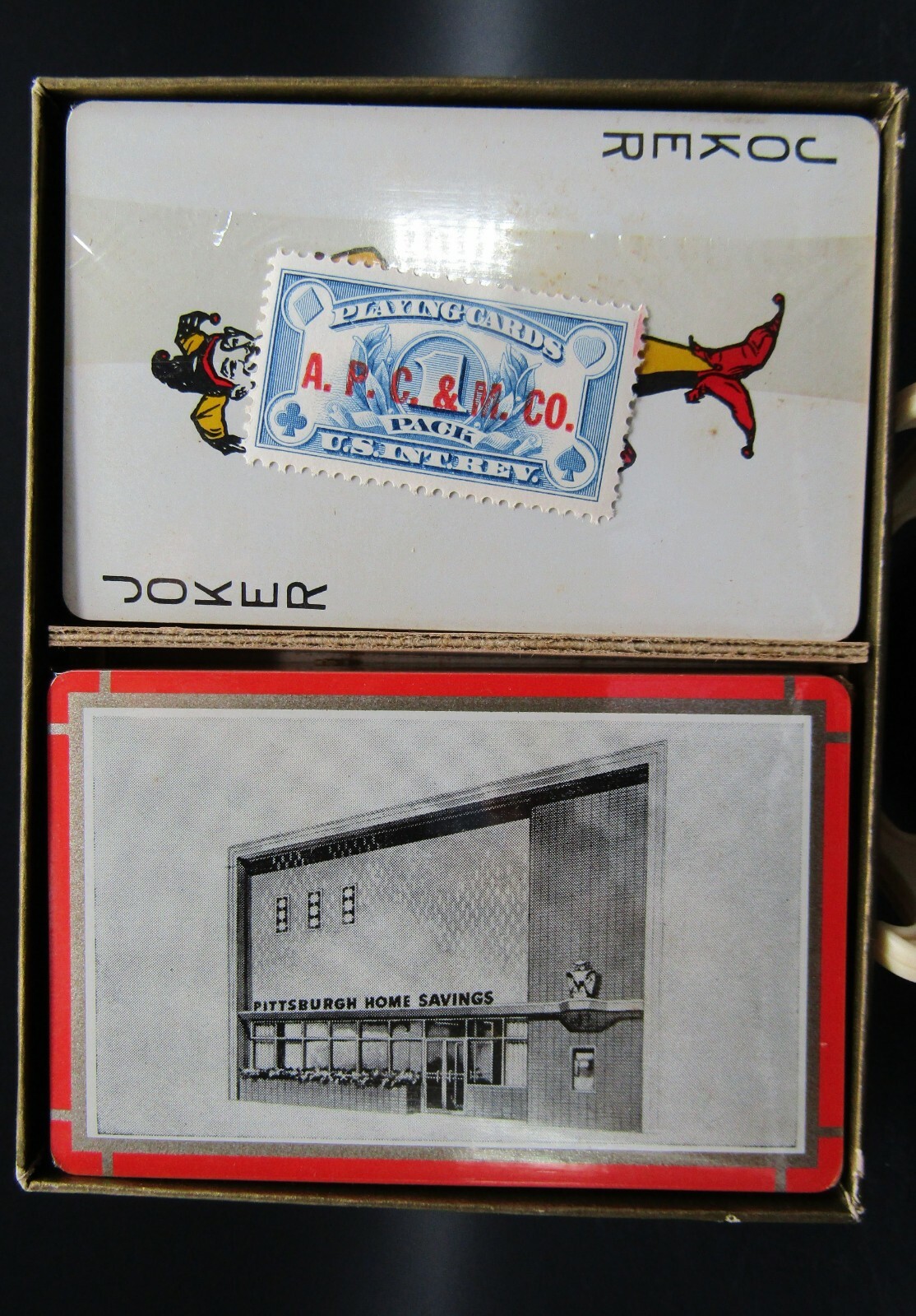 Vtg NOS Pittsburgh Home Savings Double Playing Cards 1930s/40s IRS Tax Stamp NEW