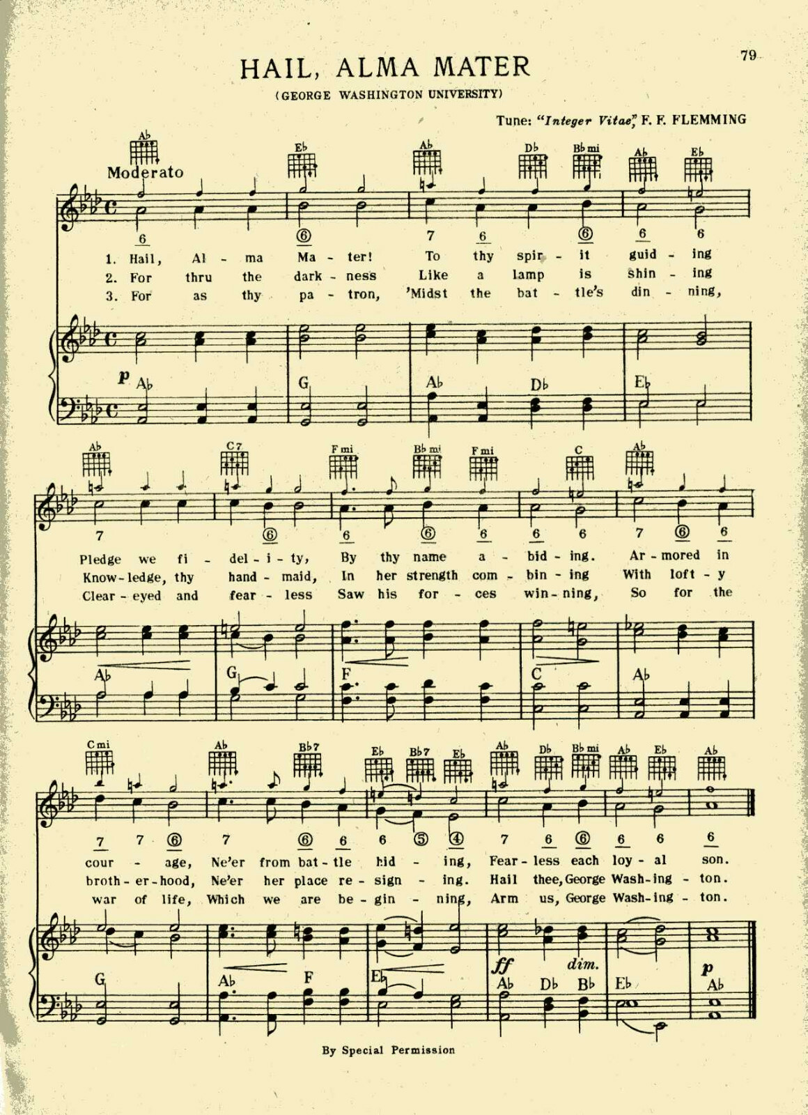 Vtg. GEORGE WASHINGTON UNIVERSITY song- HAIL ALMA MATER C 1938