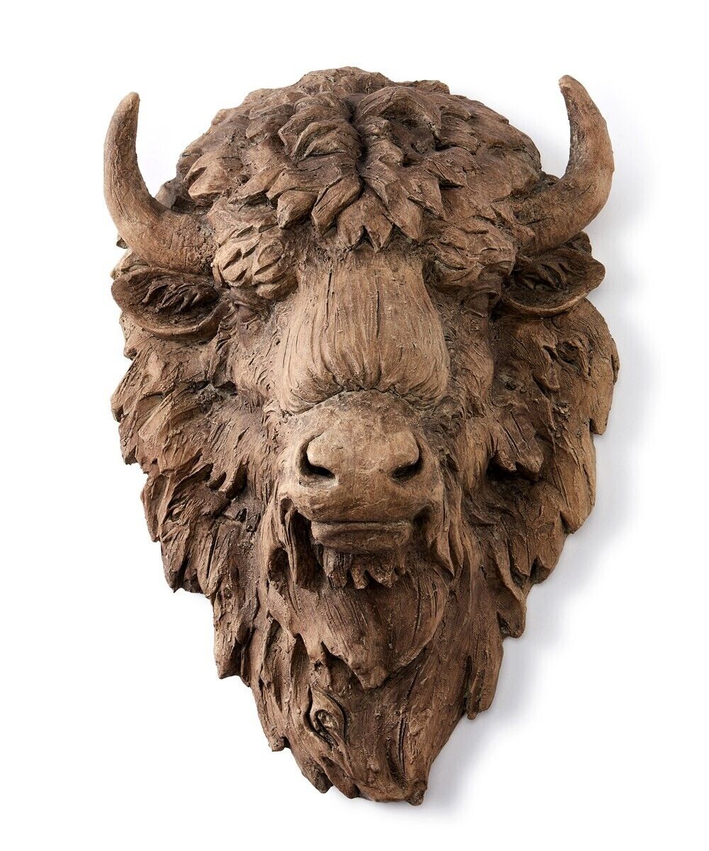 Bison Head Wall Plaque Buffalo Brown Resin 15\