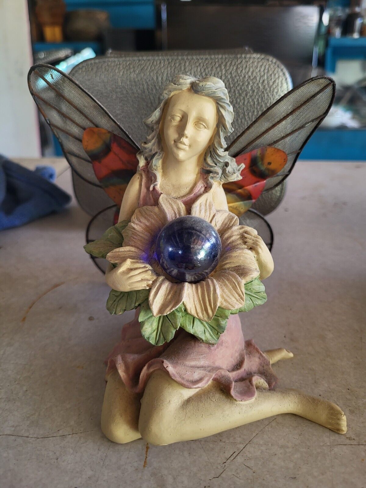Enchanted Wings Fairy Sitting with Gazing Ball 3413