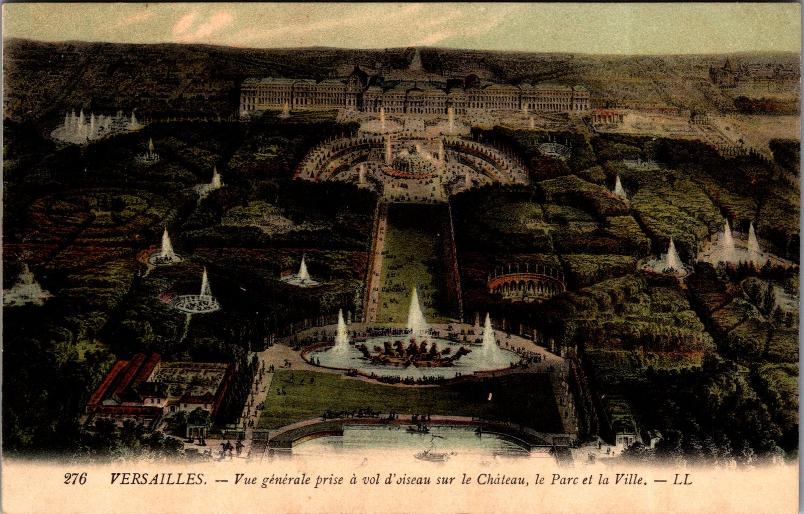 Antique Versailles France Palace Gardens Birds-Eye View LL Postcard Antique Versailles France Palace Gardens Birds-Eye View LL Postcard
