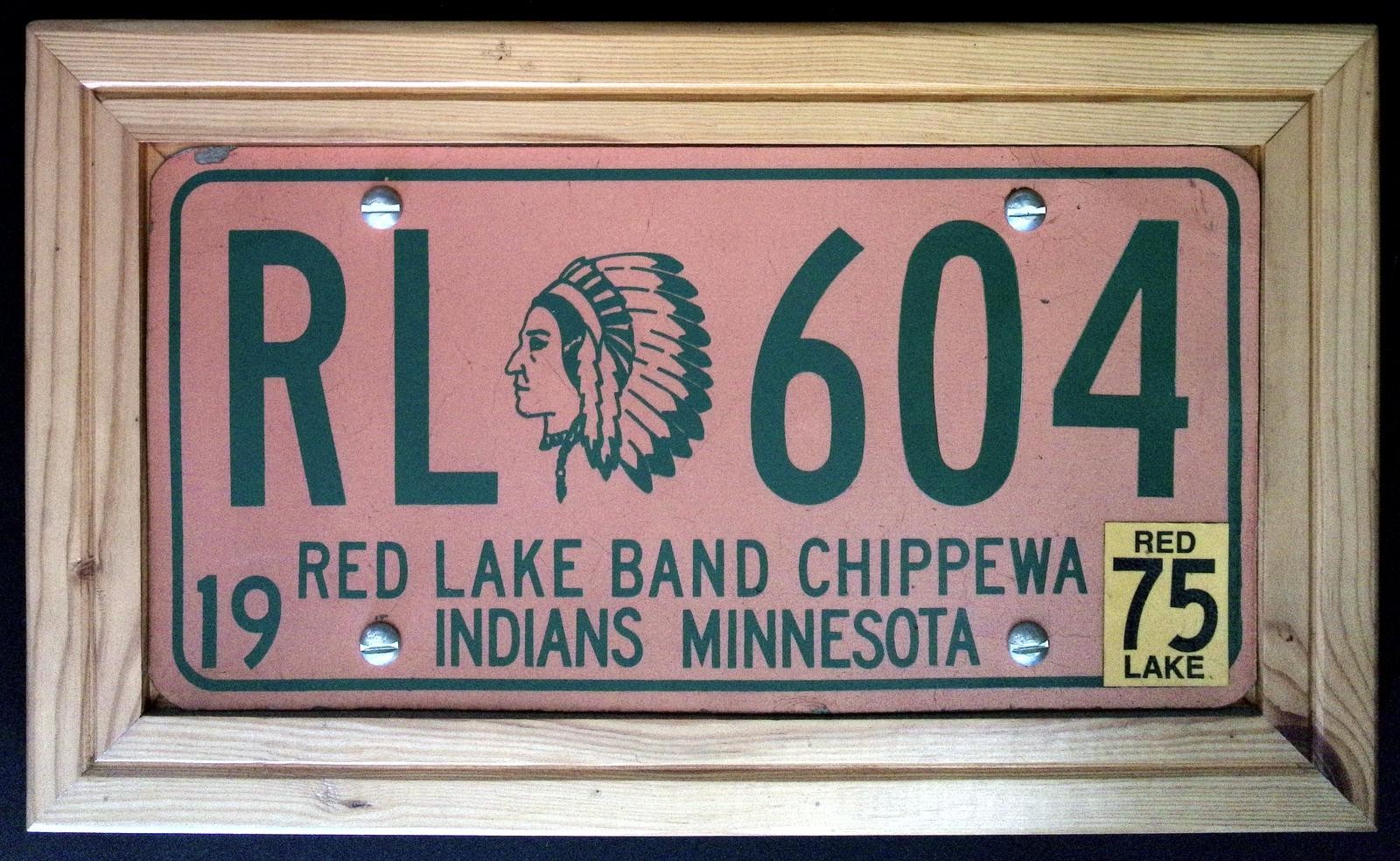 1974 with 1975 sticker Mn. Red Lake Band Chippewa Indian License Plate (a-2)