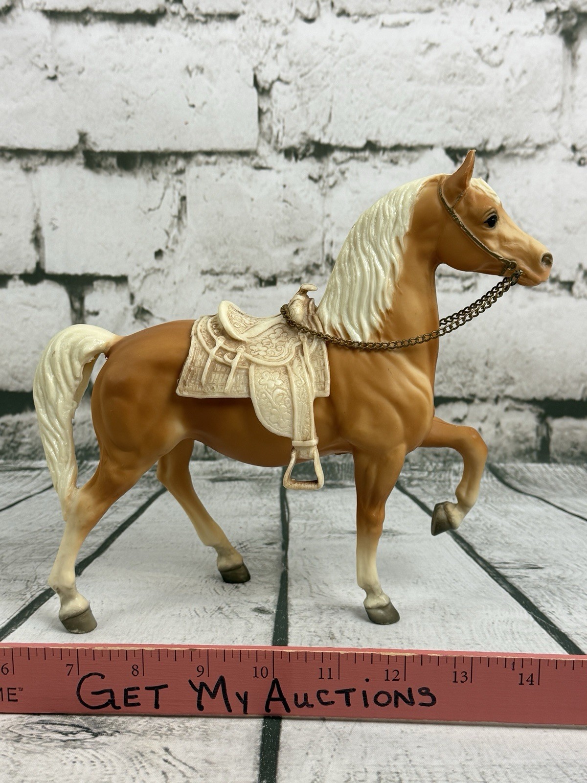 Vtg Breyer Western Prancing Horse#112 Cheyenne Golden Palomino 1973 Saddle/Reins