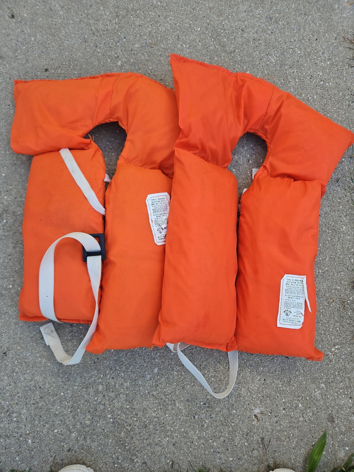 2 Vintage Noble Childs Size U.S. Coast Gaurd App. Life Preserver Vests Orange. 